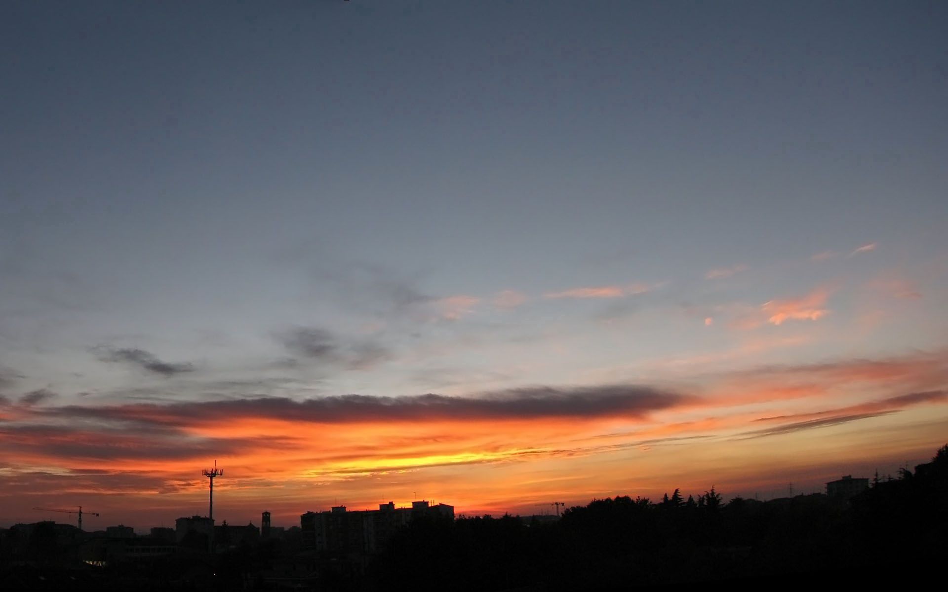 city, sky, nature, evening HD Phone wallpaper