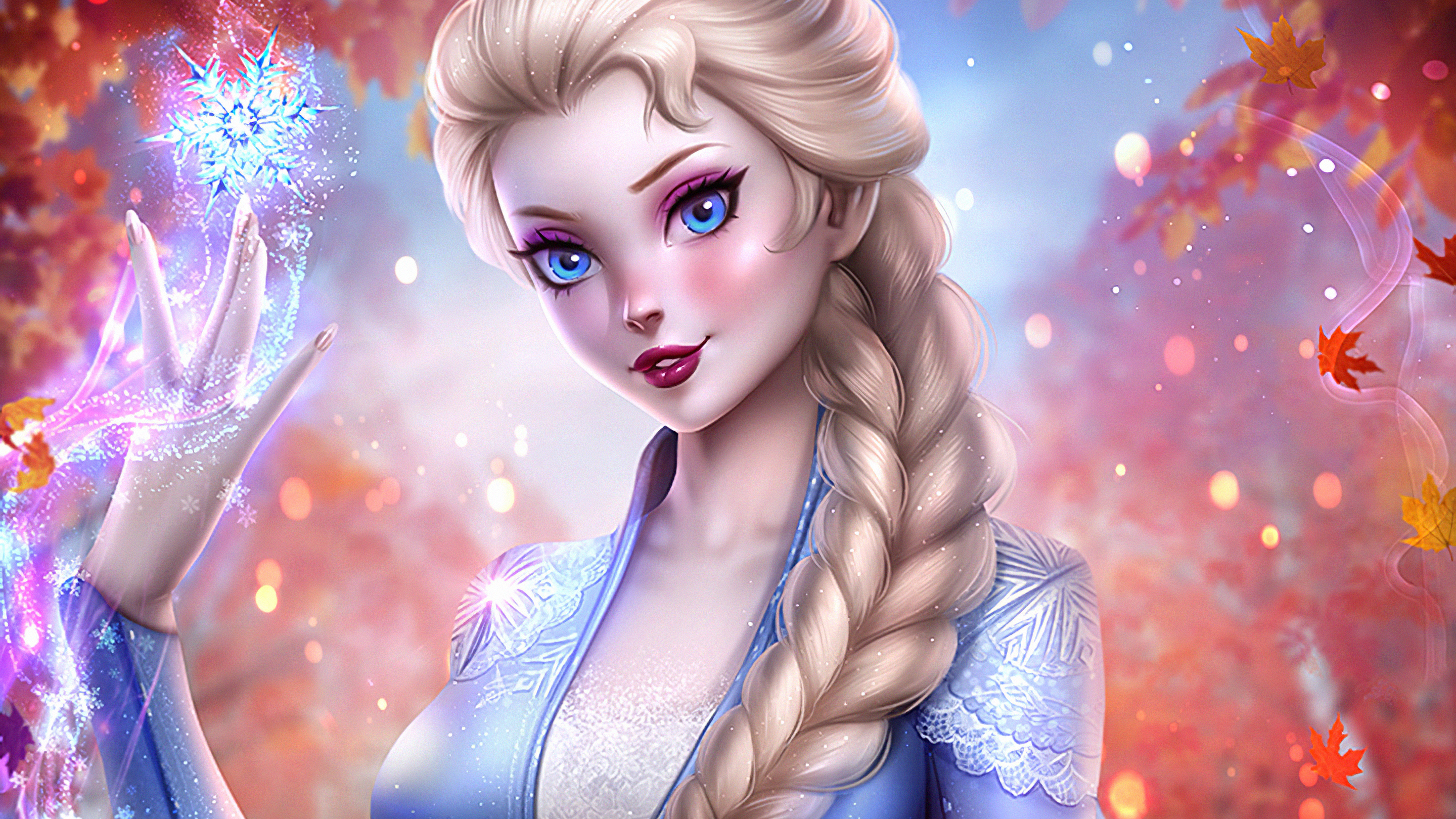 Mobile wallpaper: Blonde, Blue Eyes, Braid, Movie, Lipstick, Elsa (Frozen),  Frozen 2, 967987 download the picture for free.