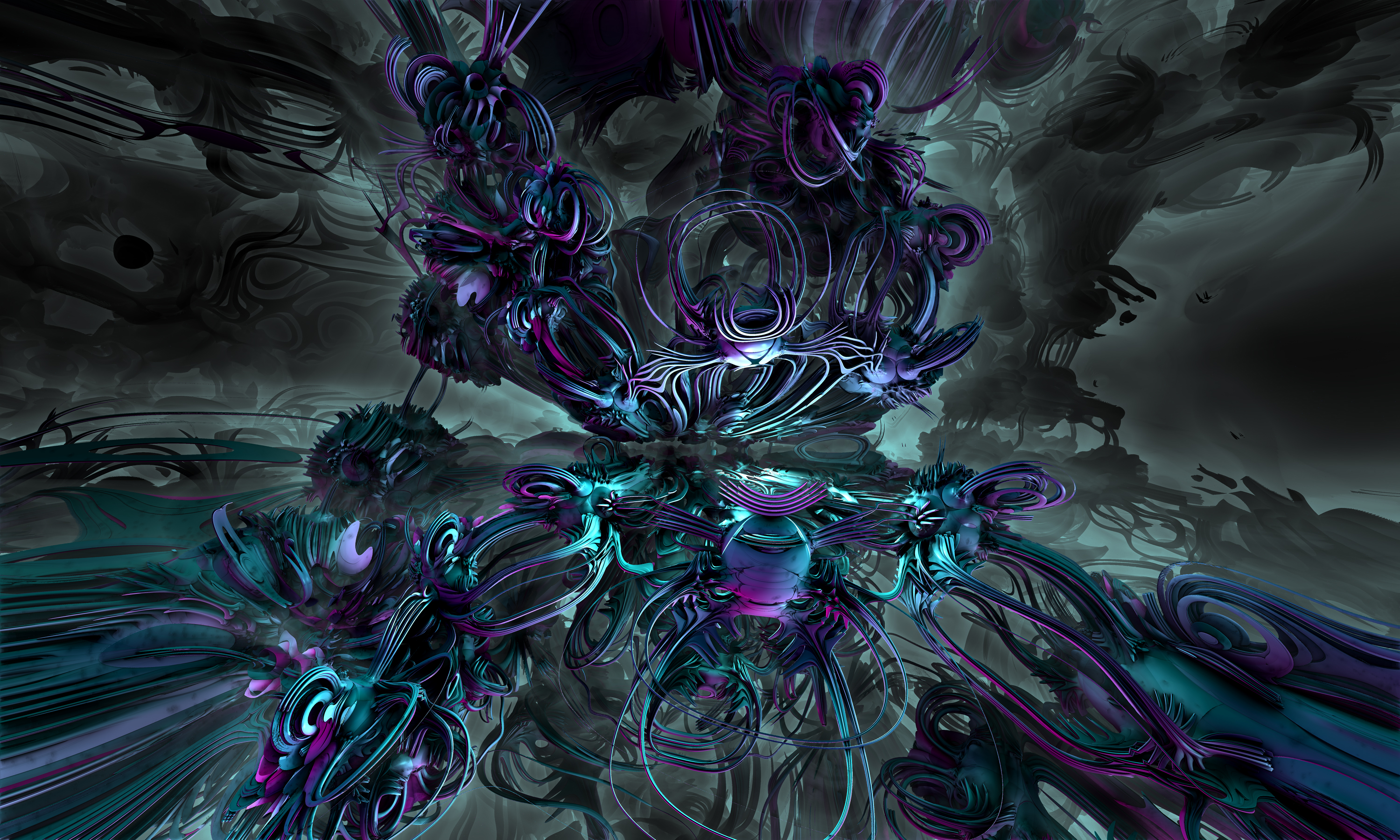 android confused, fractal, structure, intricate, 3d