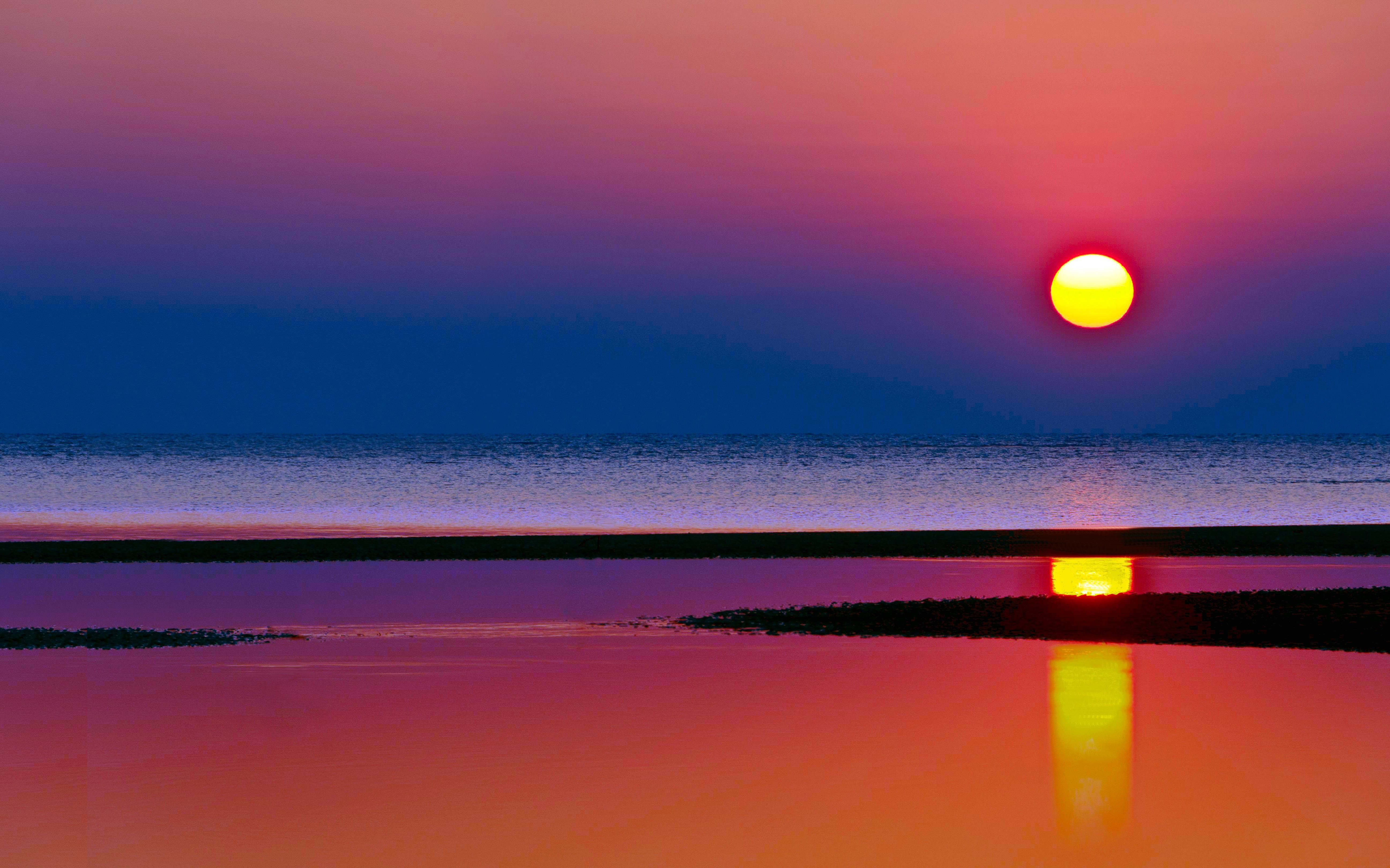 earth, sea, horizon, beach, sunset
