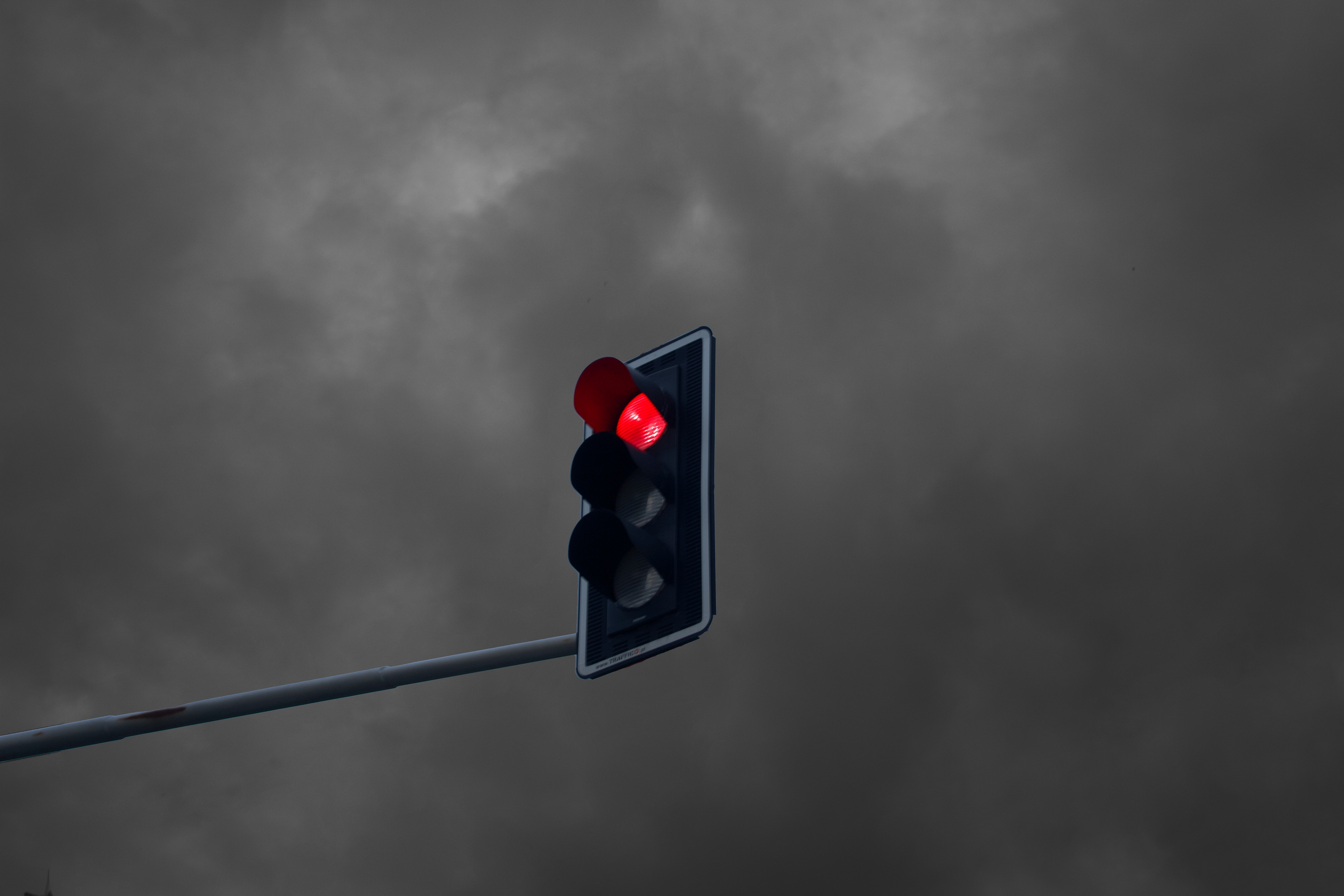 traffic light, clouds, red, miscellanea, miscellaneous, glow 32K