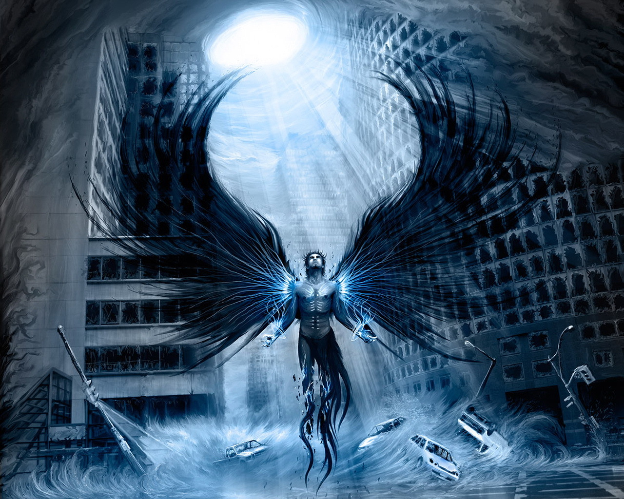 wallpapers angels, fantasy, blue