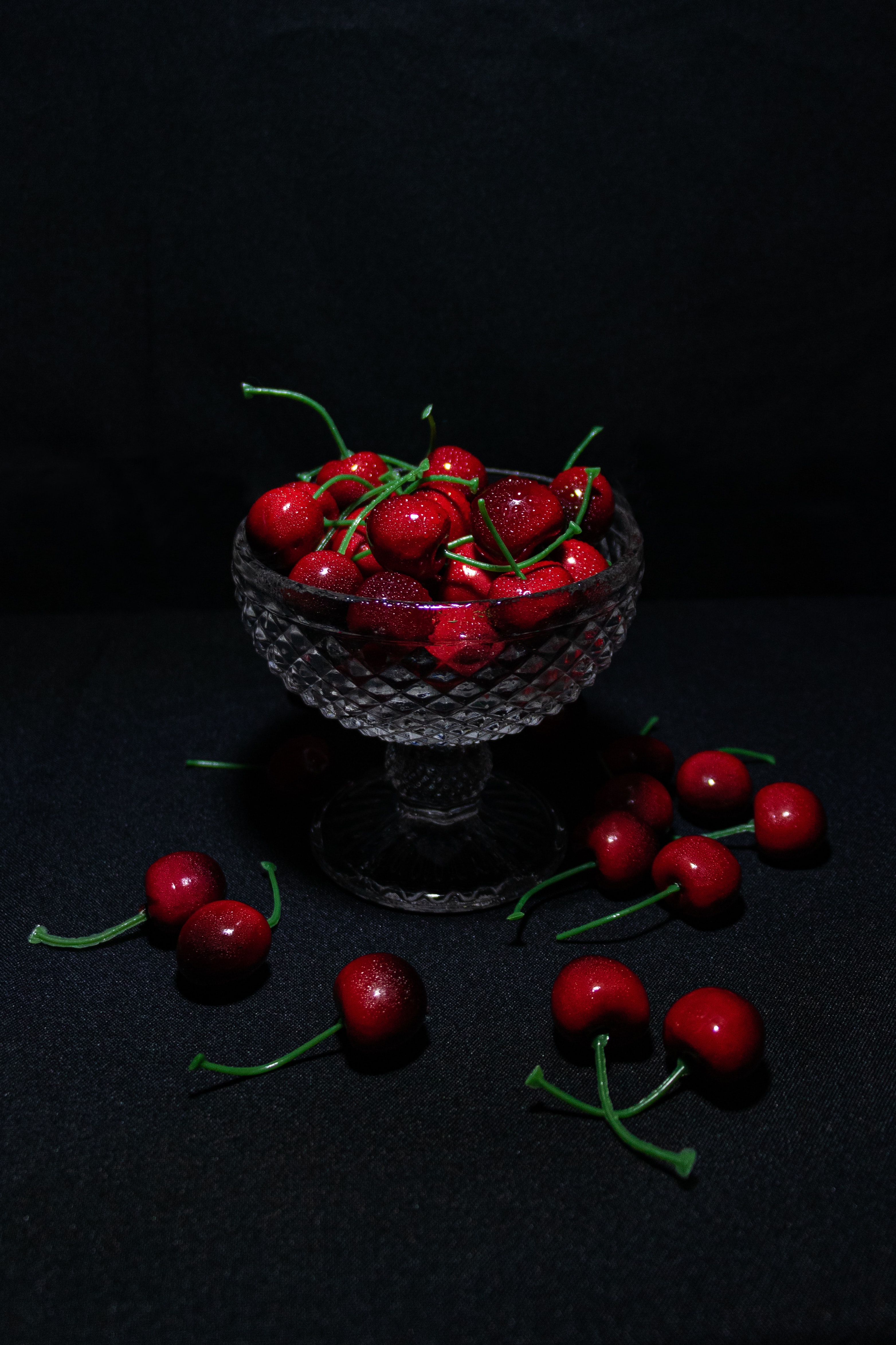 fruits, sweet cherry, food, cherry, drops, wet, berry