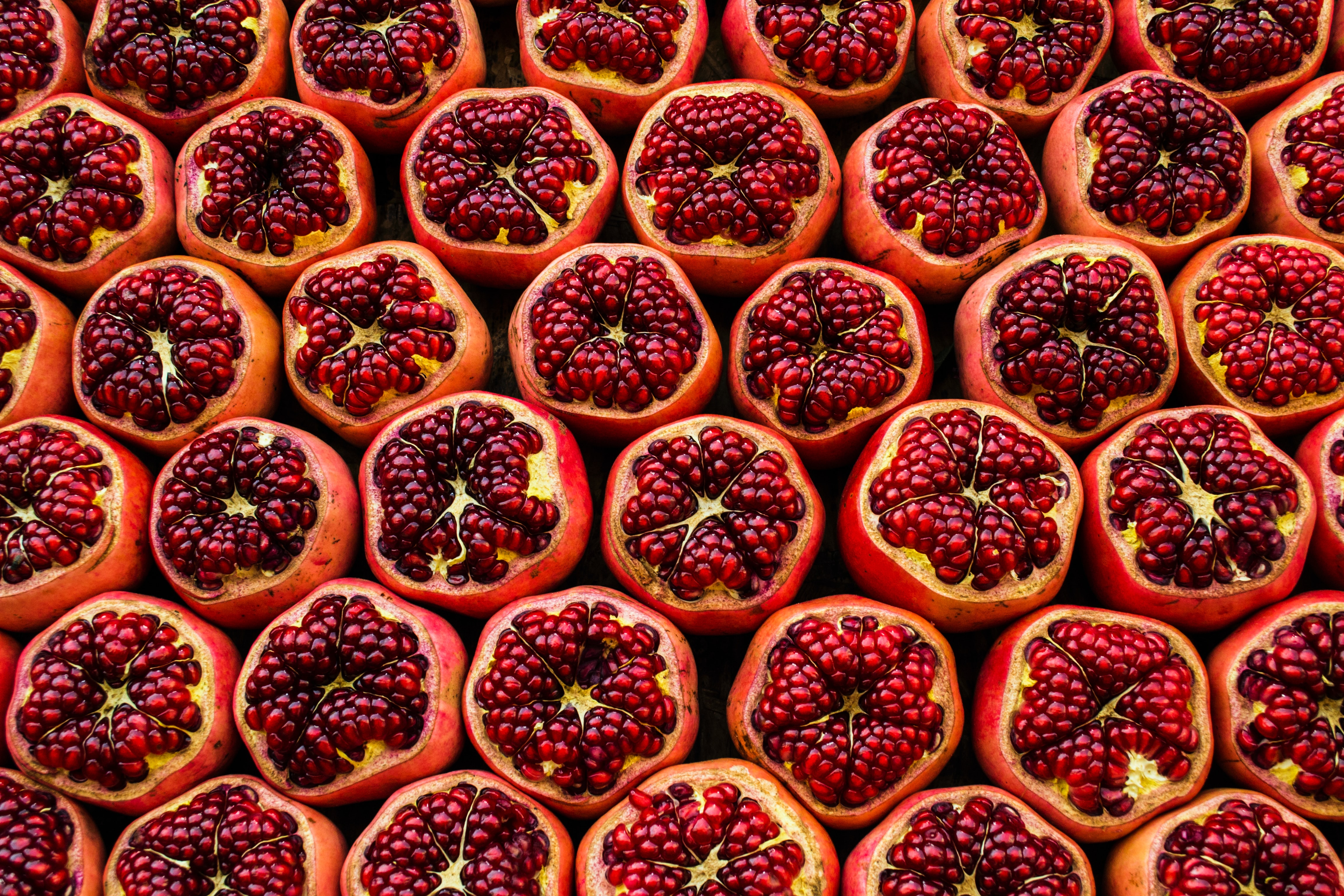 fruits, pomegranate, ripe, food, red, garnet