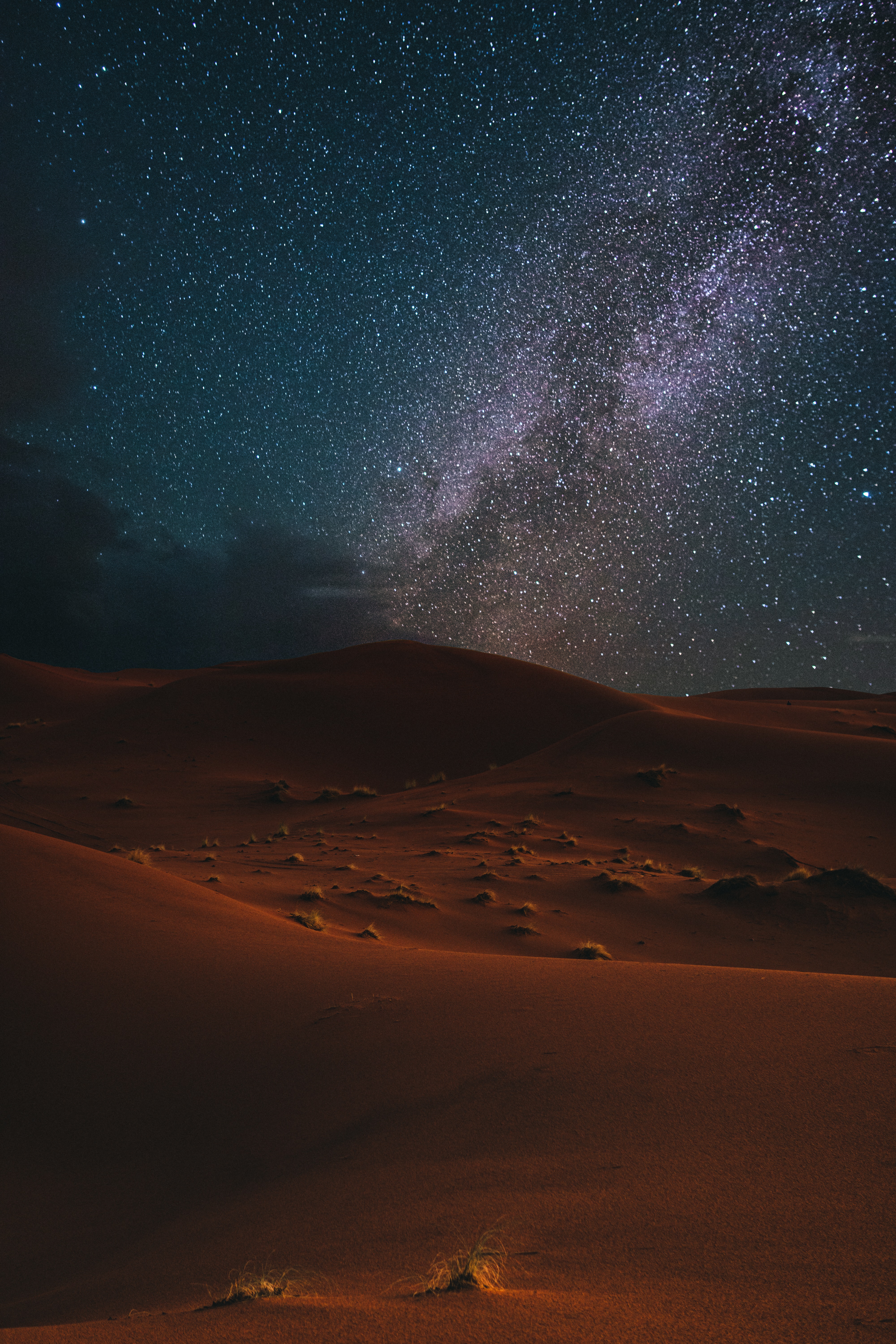 landscape, dark, night, desert, starry sky