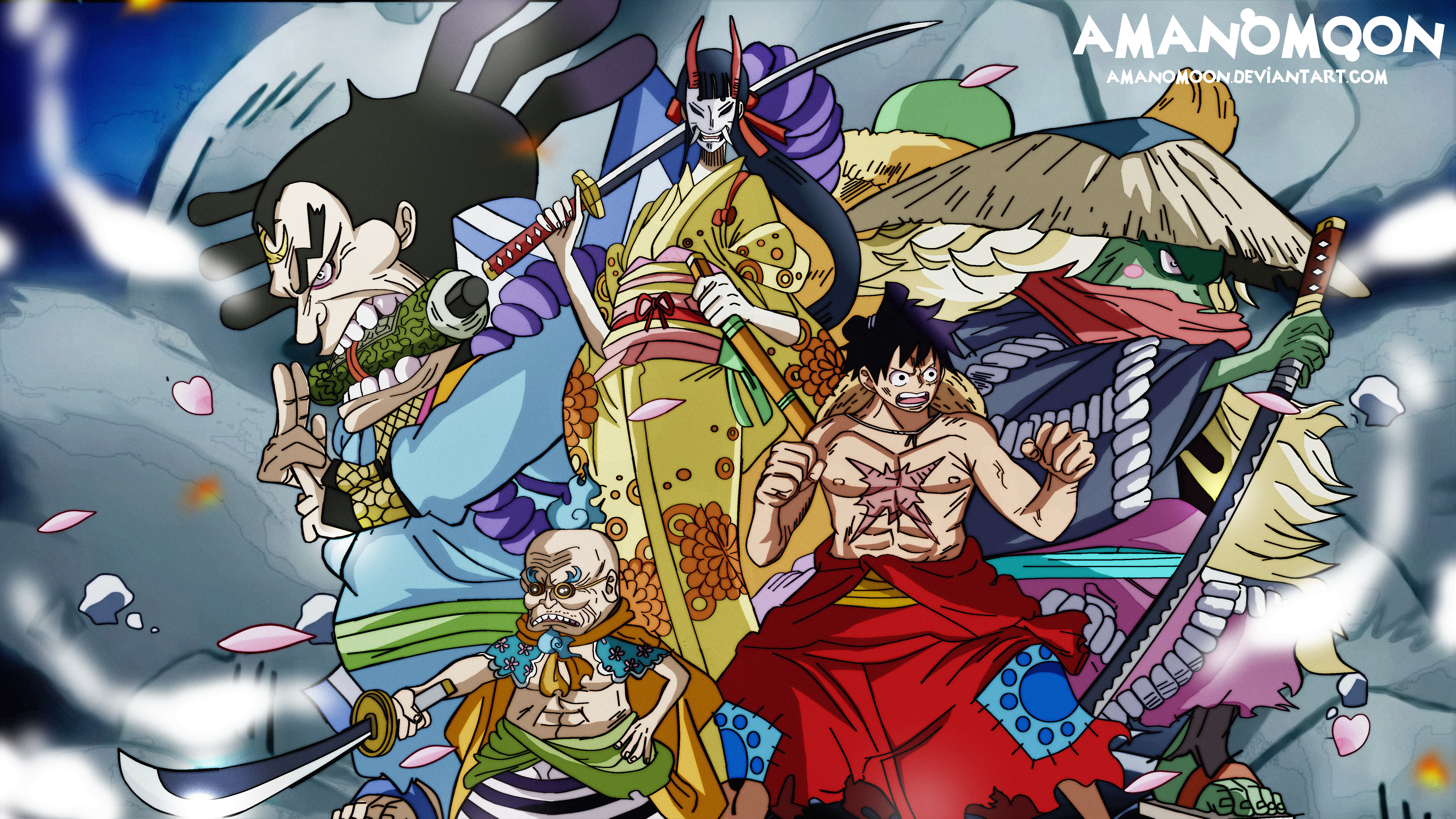 HD desktop wallpaper: Anime, One Piece, Monkey D Luffy, Kiku (One Piece),  Kawamatsu (One Piece) download free picture #467887