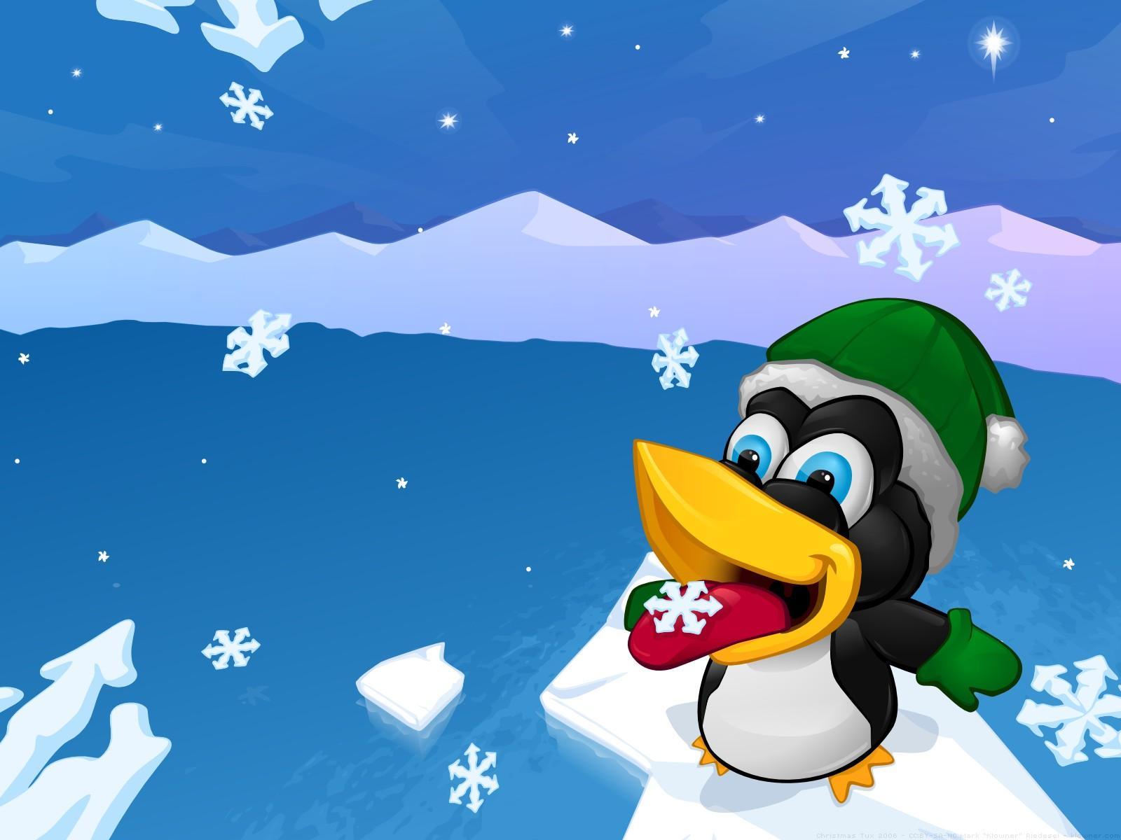 winter, pinguins, pictures, snowflakes, blue