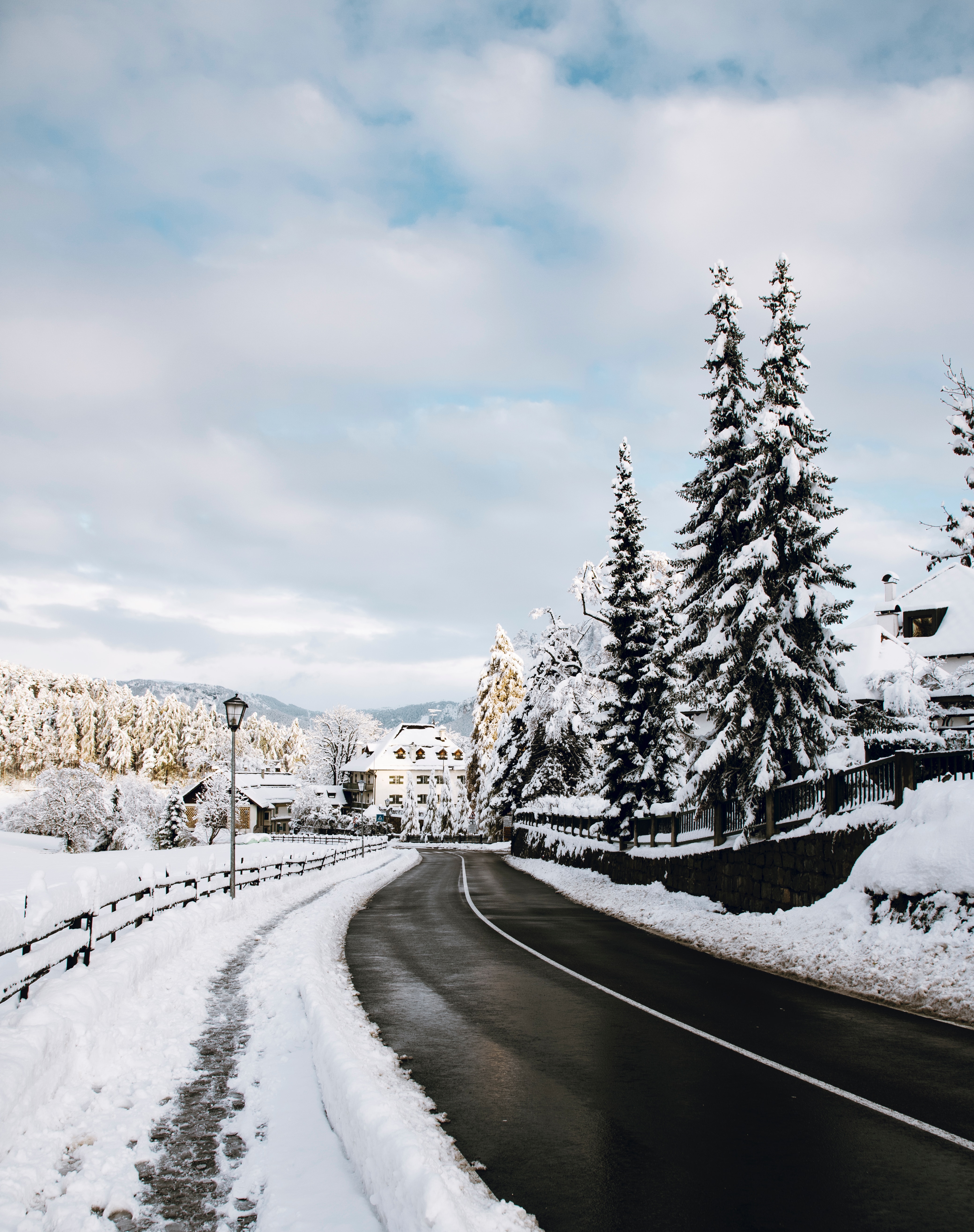 Download mobile wallpaper Snow, Winter, Nature, Road for free.