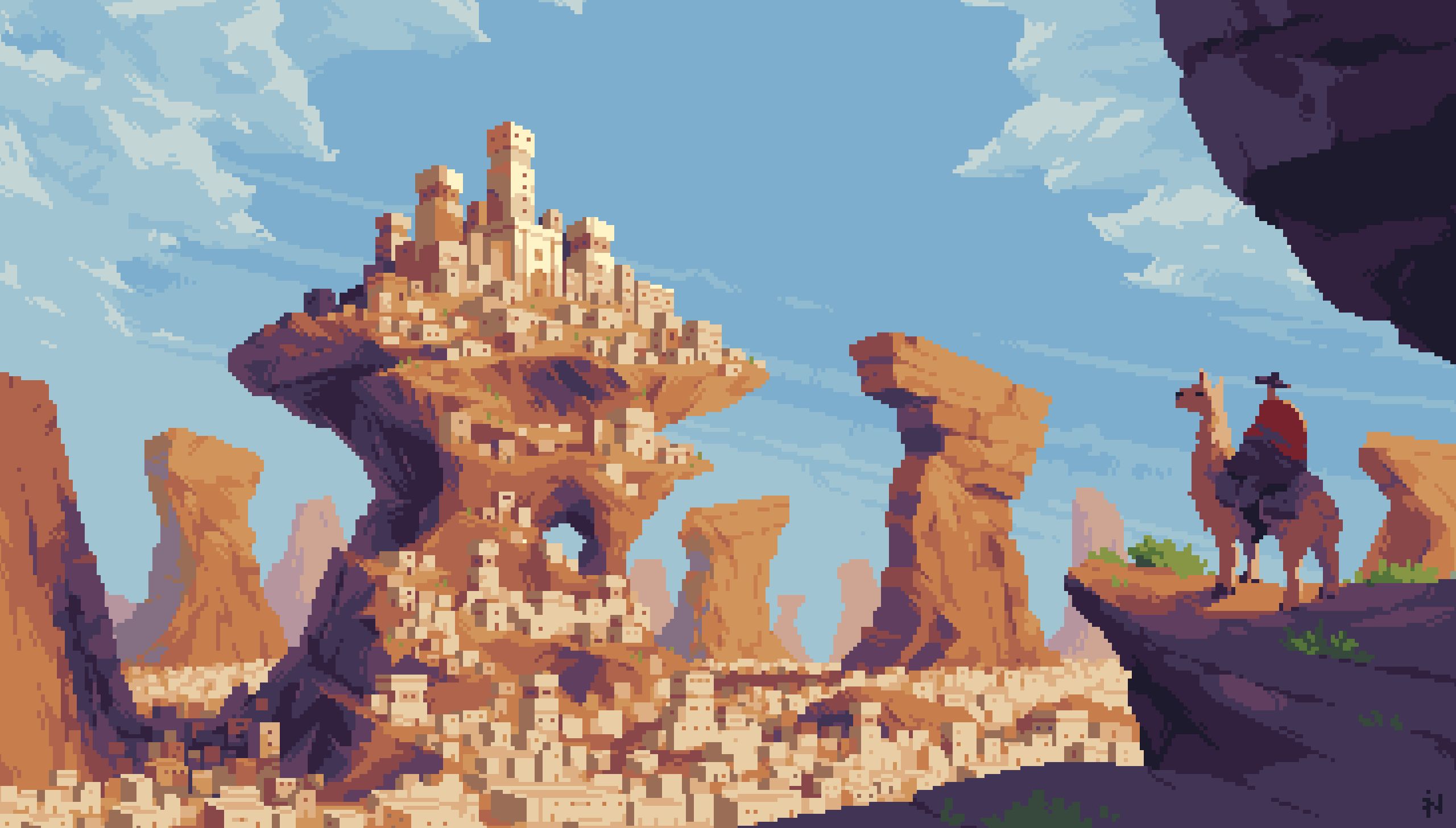Pixel Art Town горы