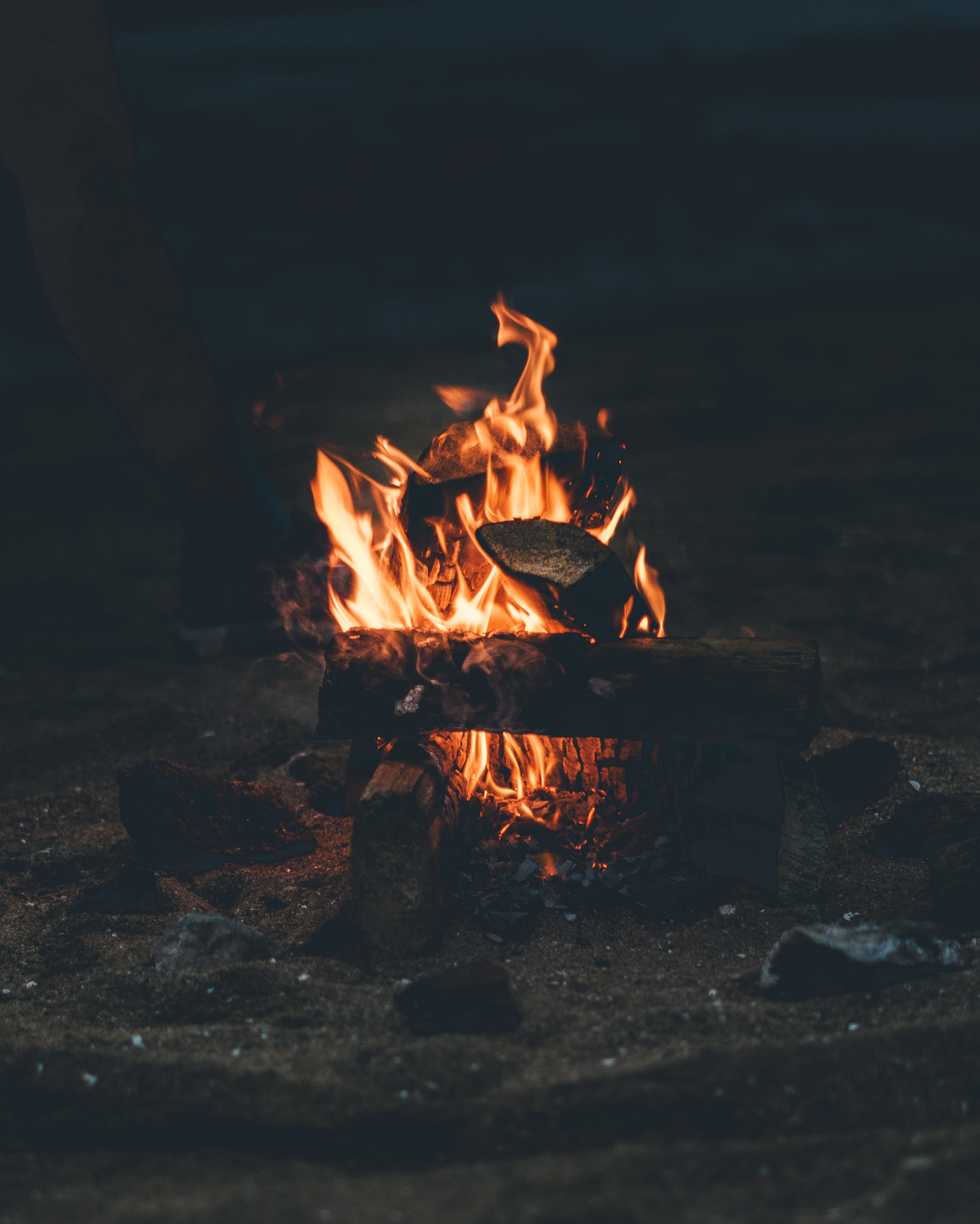 88287 download wallpaper fire, bonfire, night, miscellanea, miscellaneous, firewood, camping, campsite screensavers and pictures for free