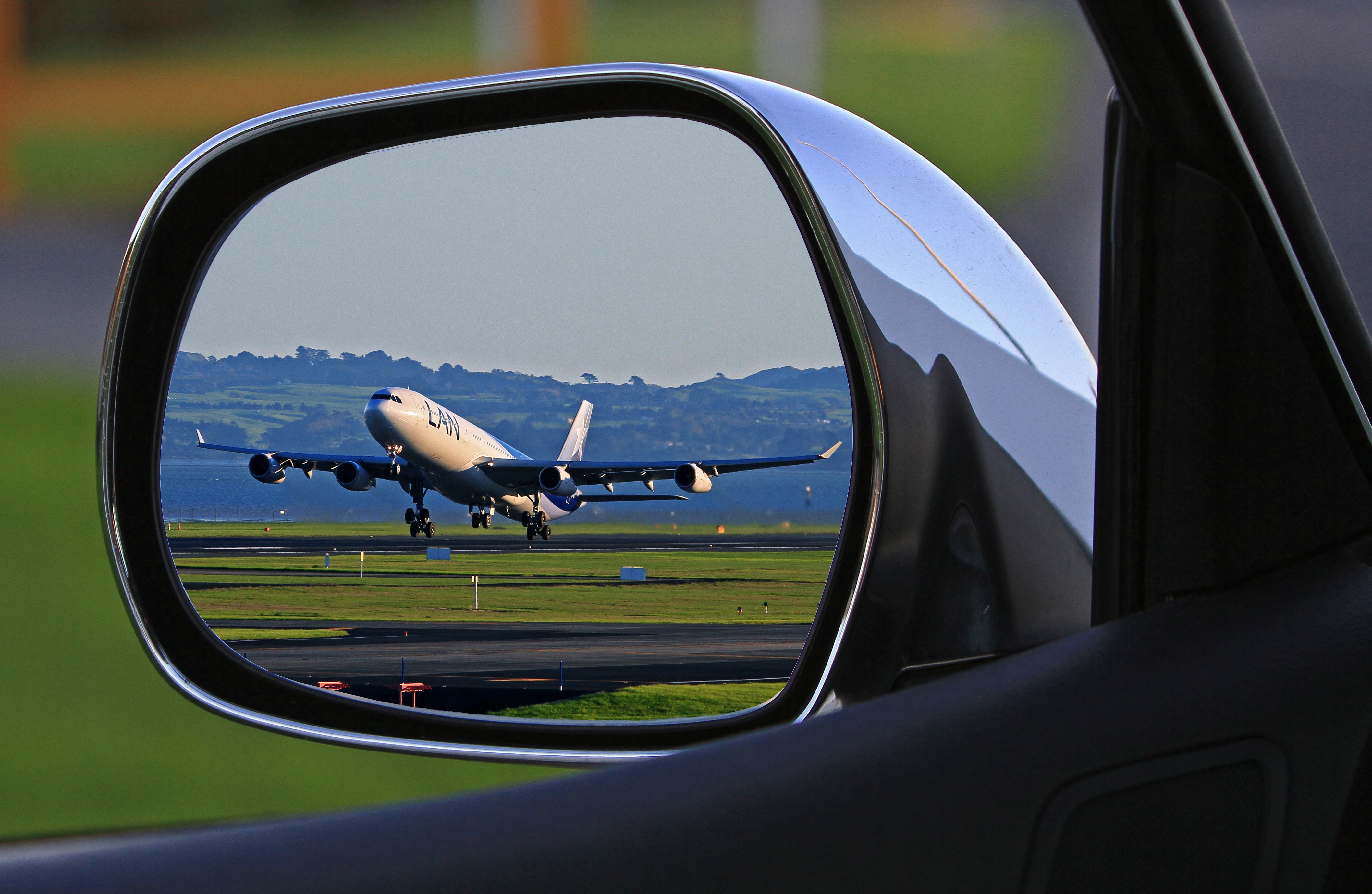 auto, reflection, miscellanea, miscellaneous, plane, airplane, mirror Full HD