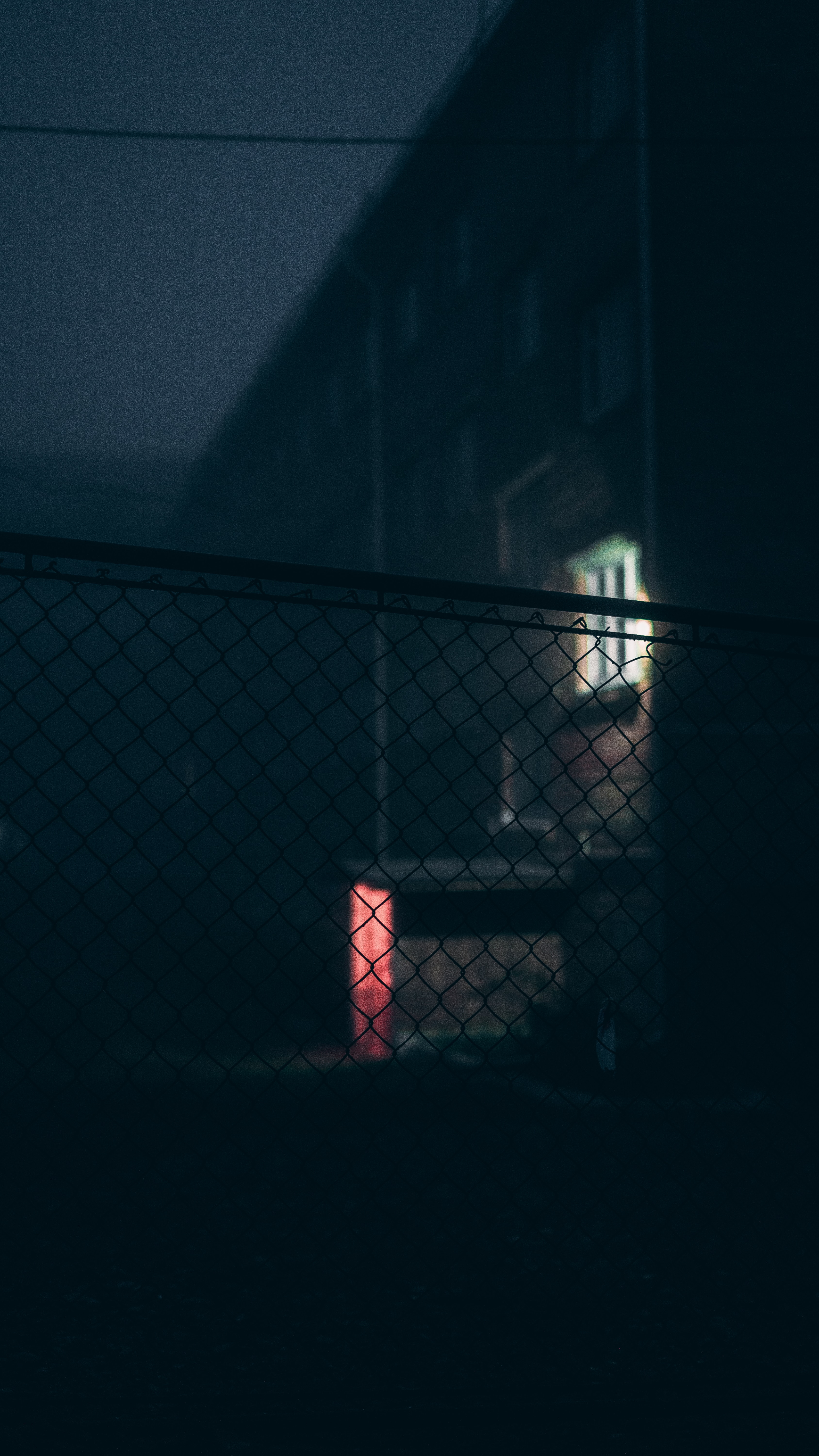 night, dark, grid, fence, darkness Full HD