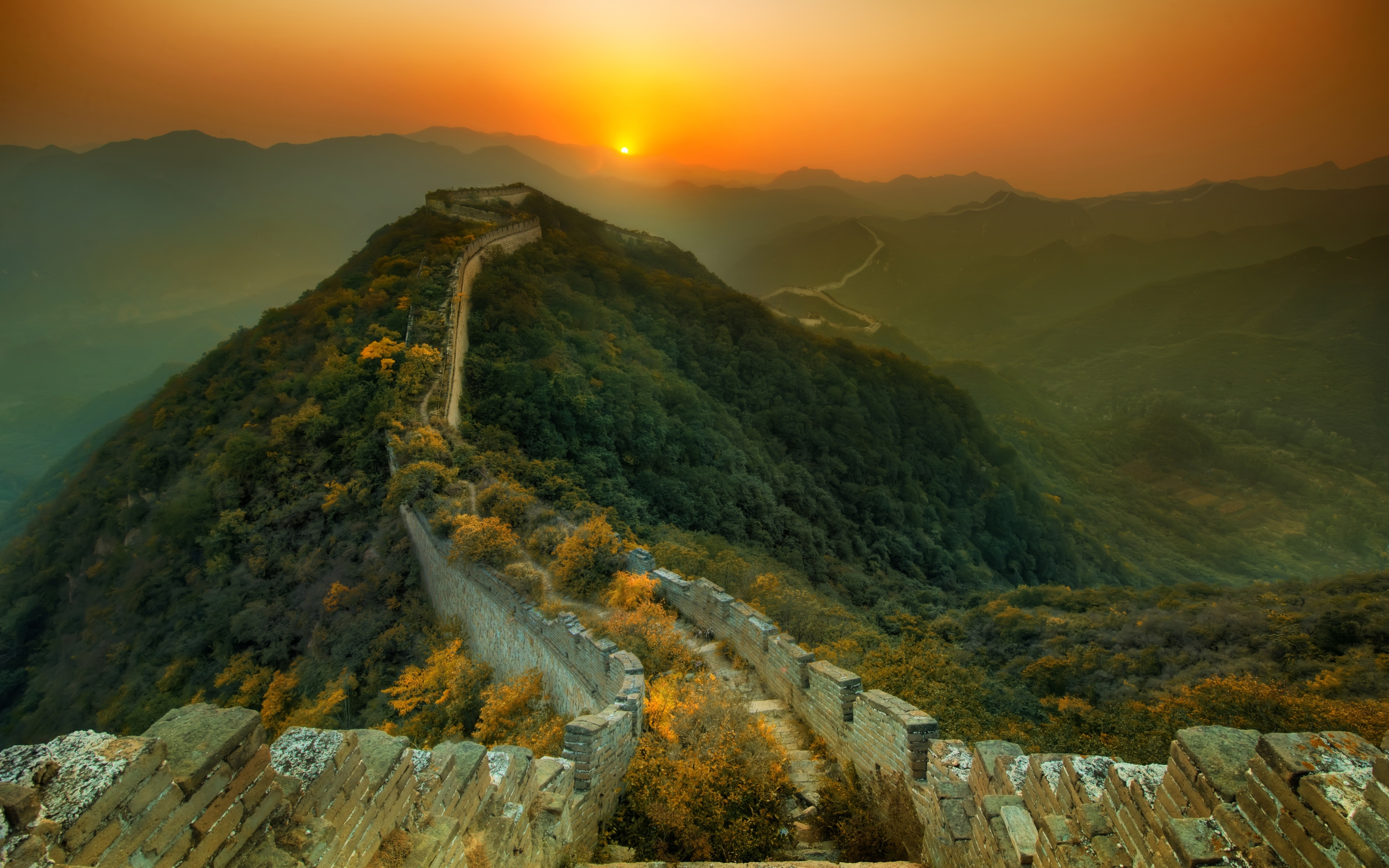1491239 скачать обои китай, сделано человеком, великая китайская стена, закат солнца - заставки и картинки бесплатно