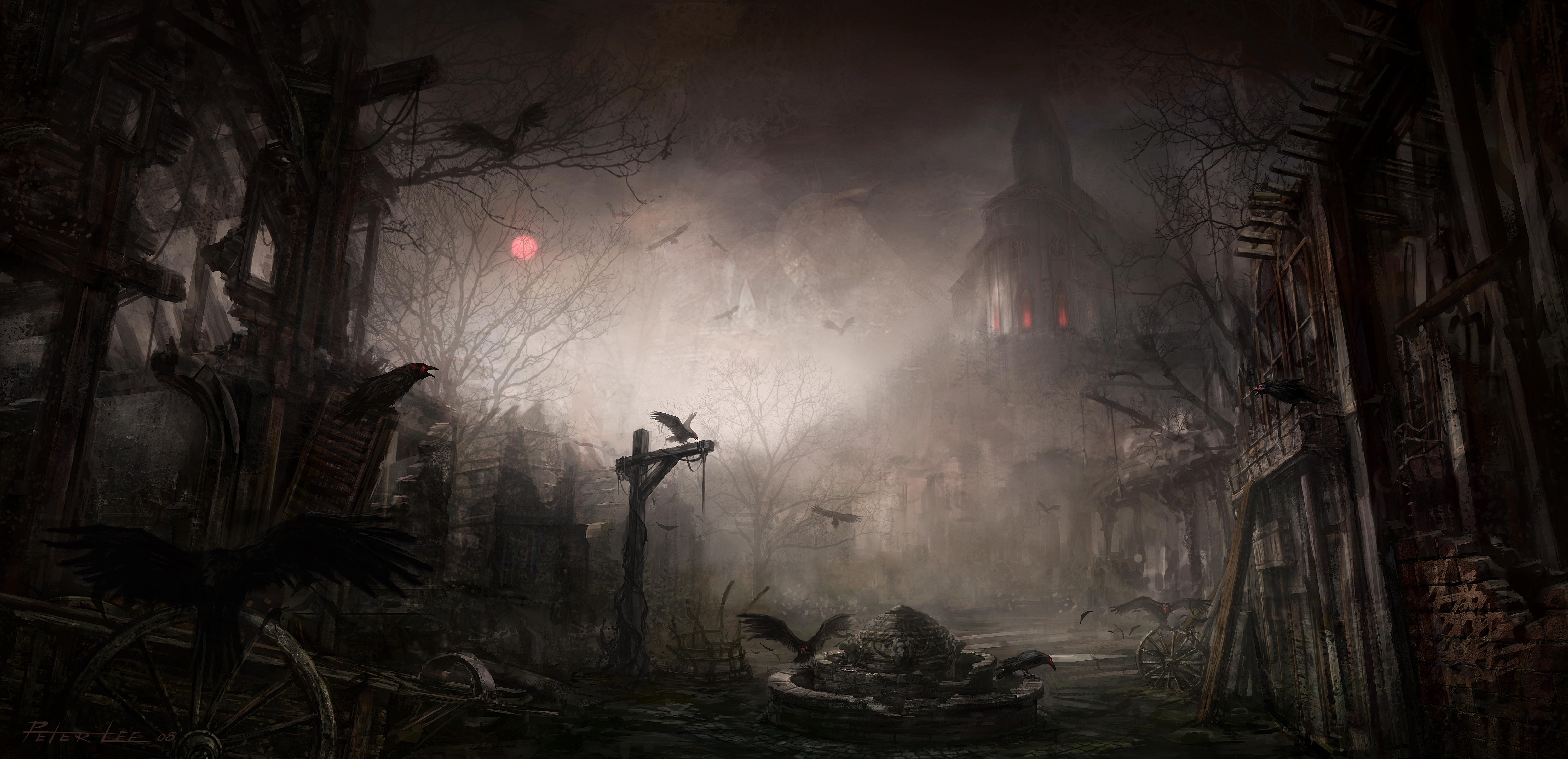 diablo iii, gothic, dark, town, video game, diablo, raven HD wallpaper