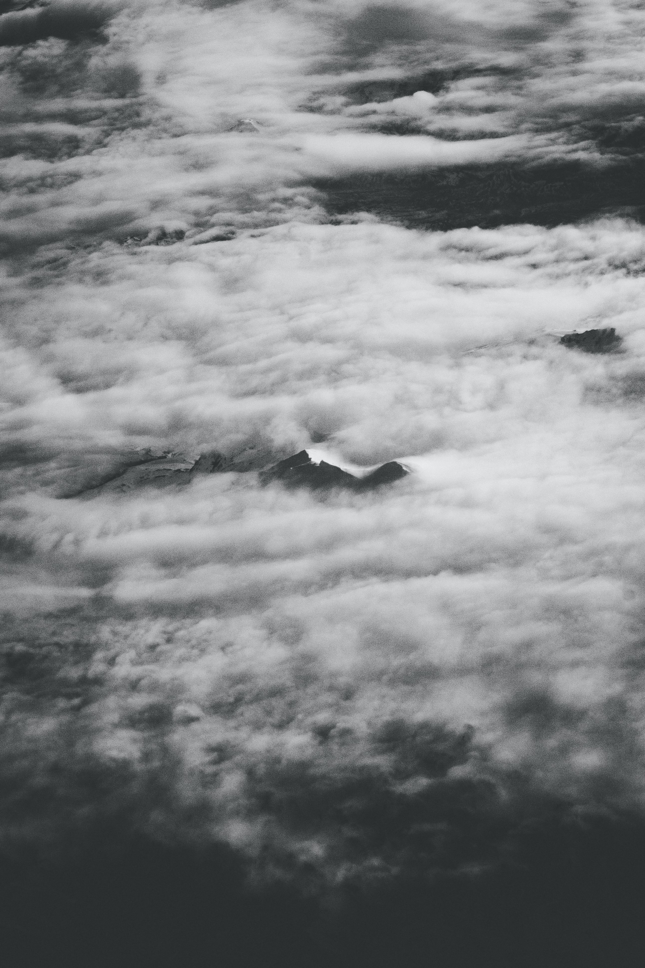 nature, mountains, clouds, relief, bw, chb