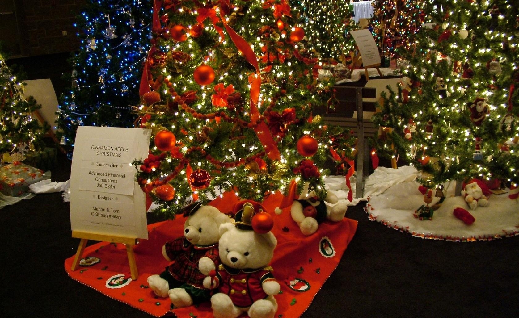 fir-trees, shop, score, decorations Full HD