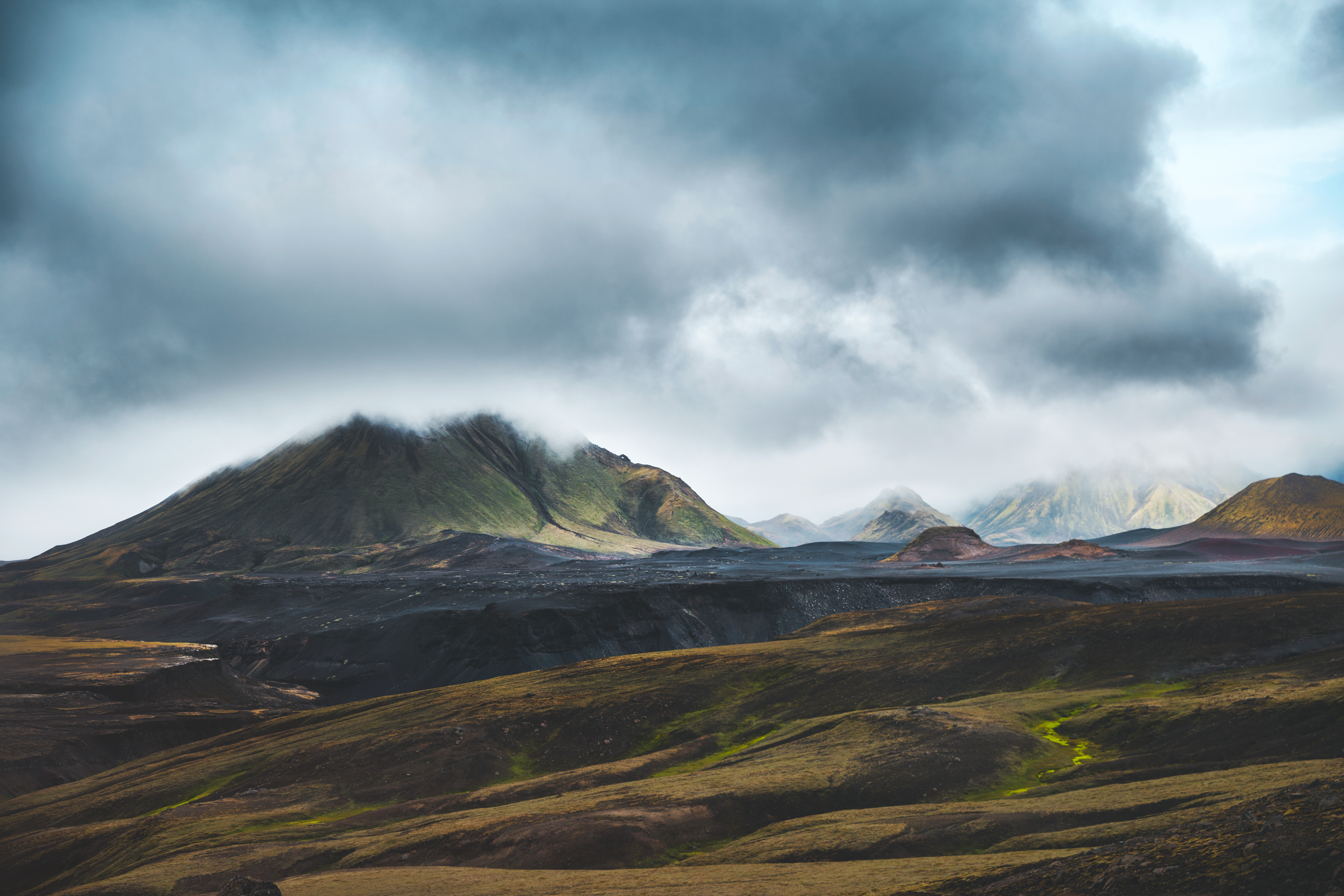 iceland, clouds, landscape, nature, mountains HD wallpaper