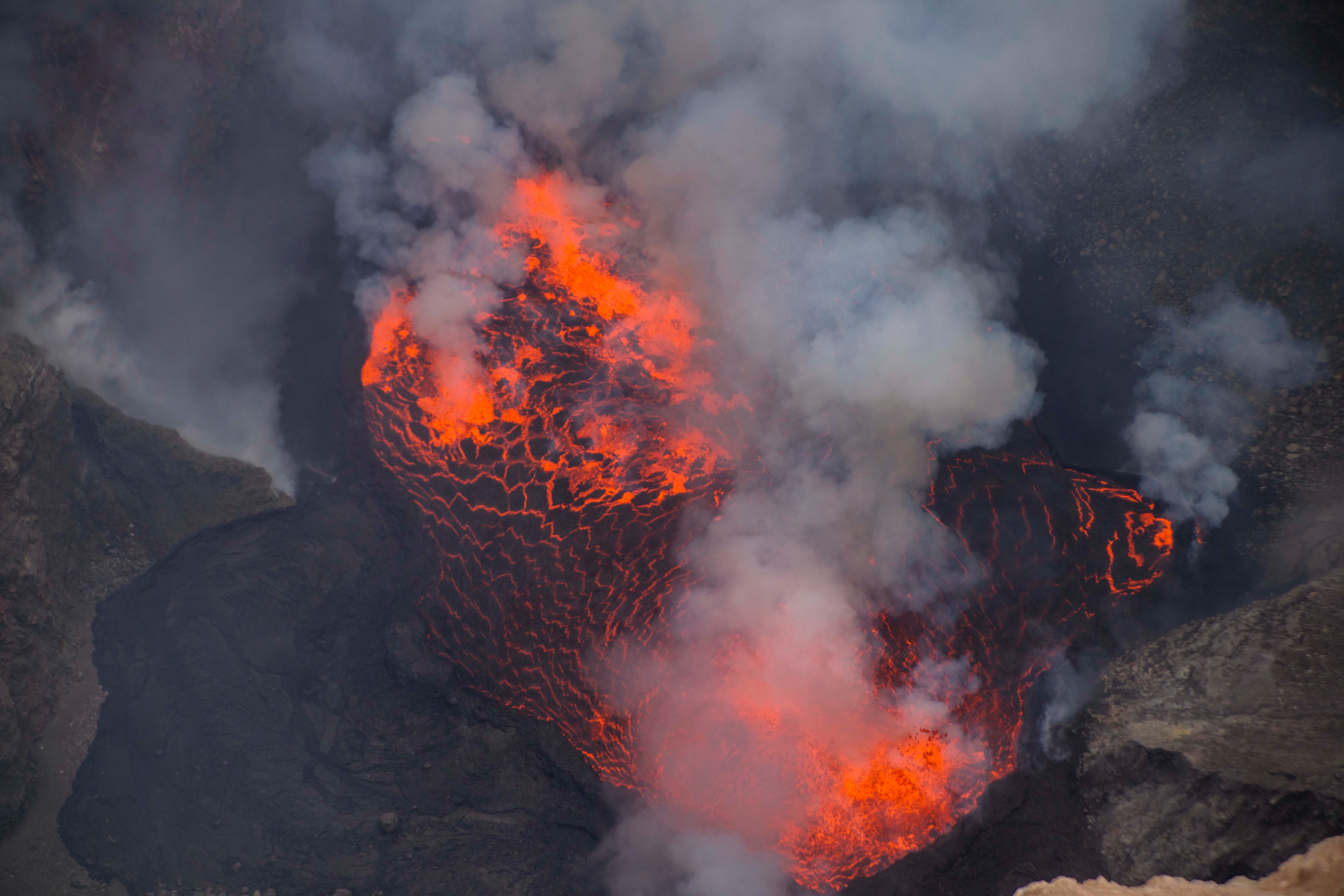 Desktop Backgrounds Lava volcano, crater, hot, smoke