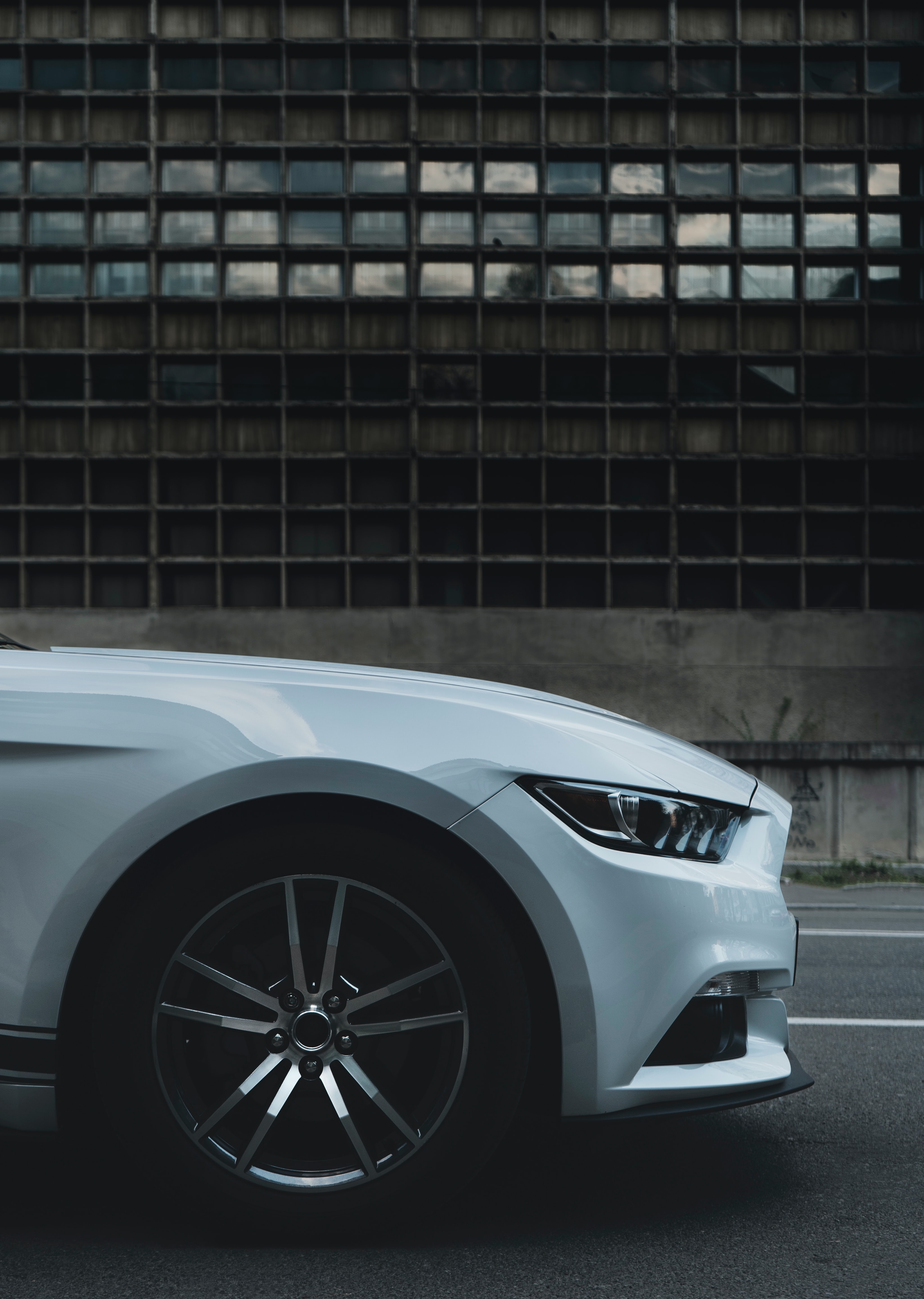 ford mustang, cars, white, wheel, headlight 4K