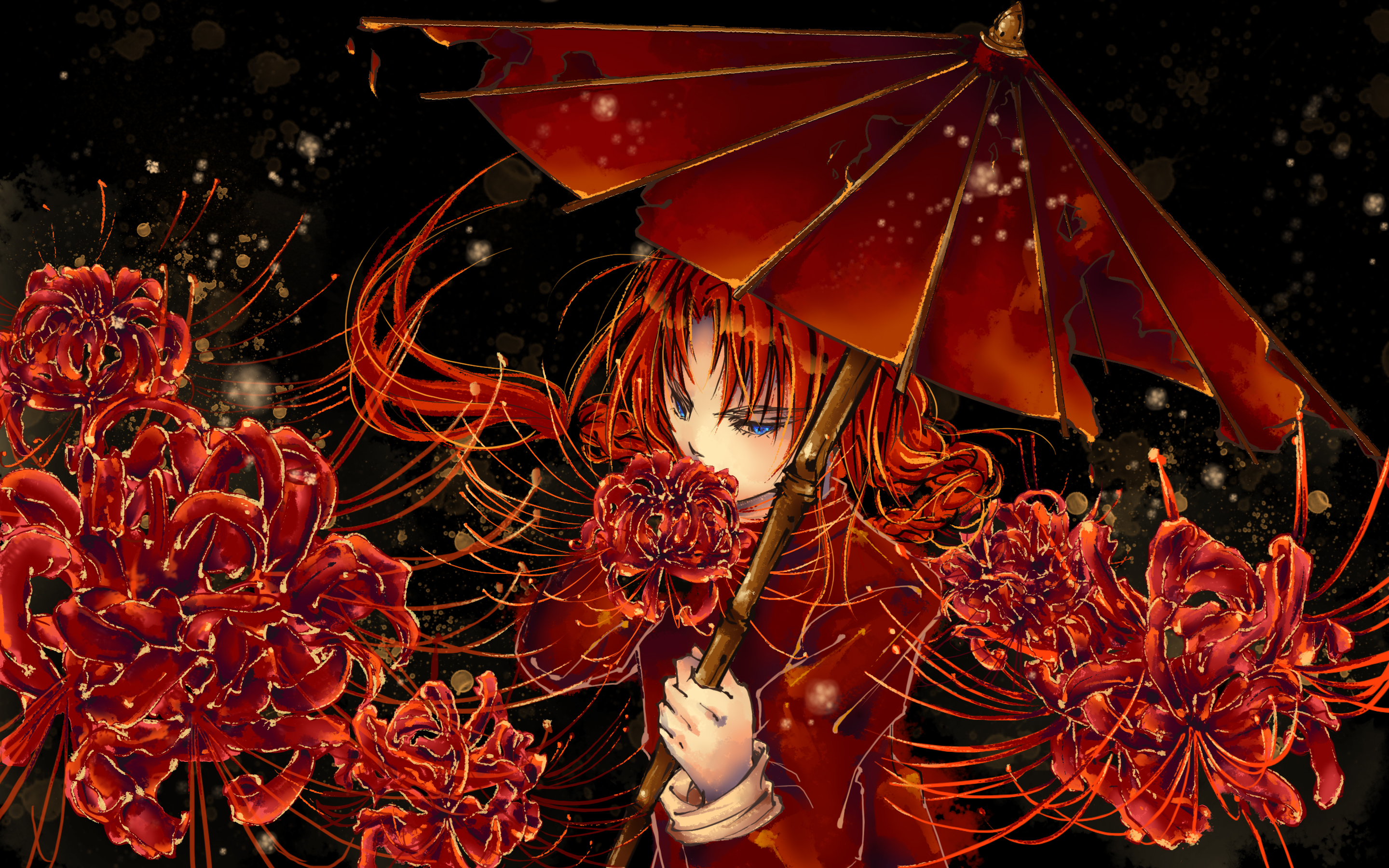 Оранжевые цветы аниме