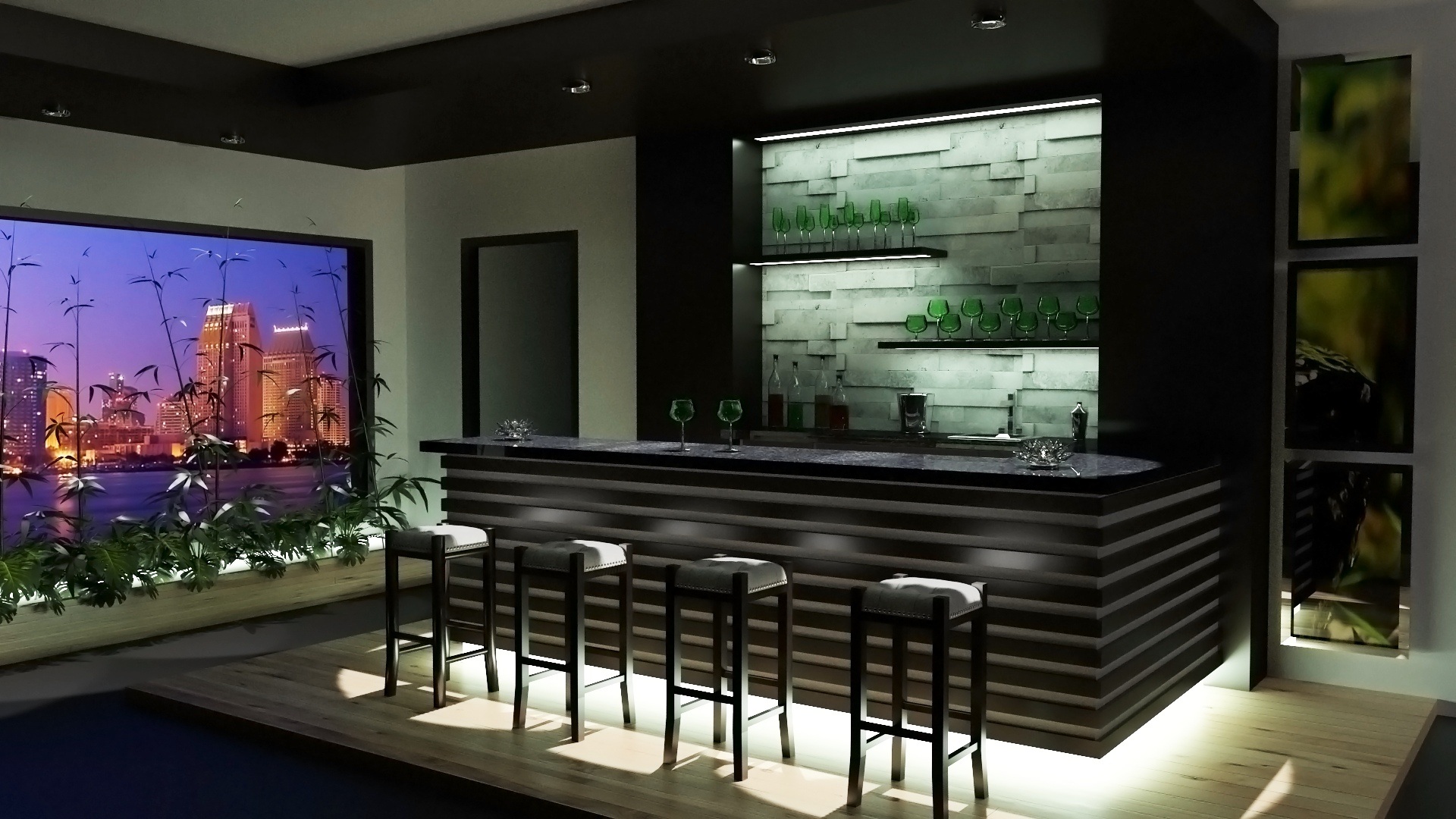 man made, room, bar, glass, chair HD wallpaper