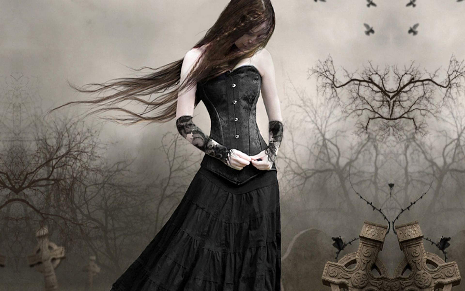 gothic, graveyard, lonely, dark