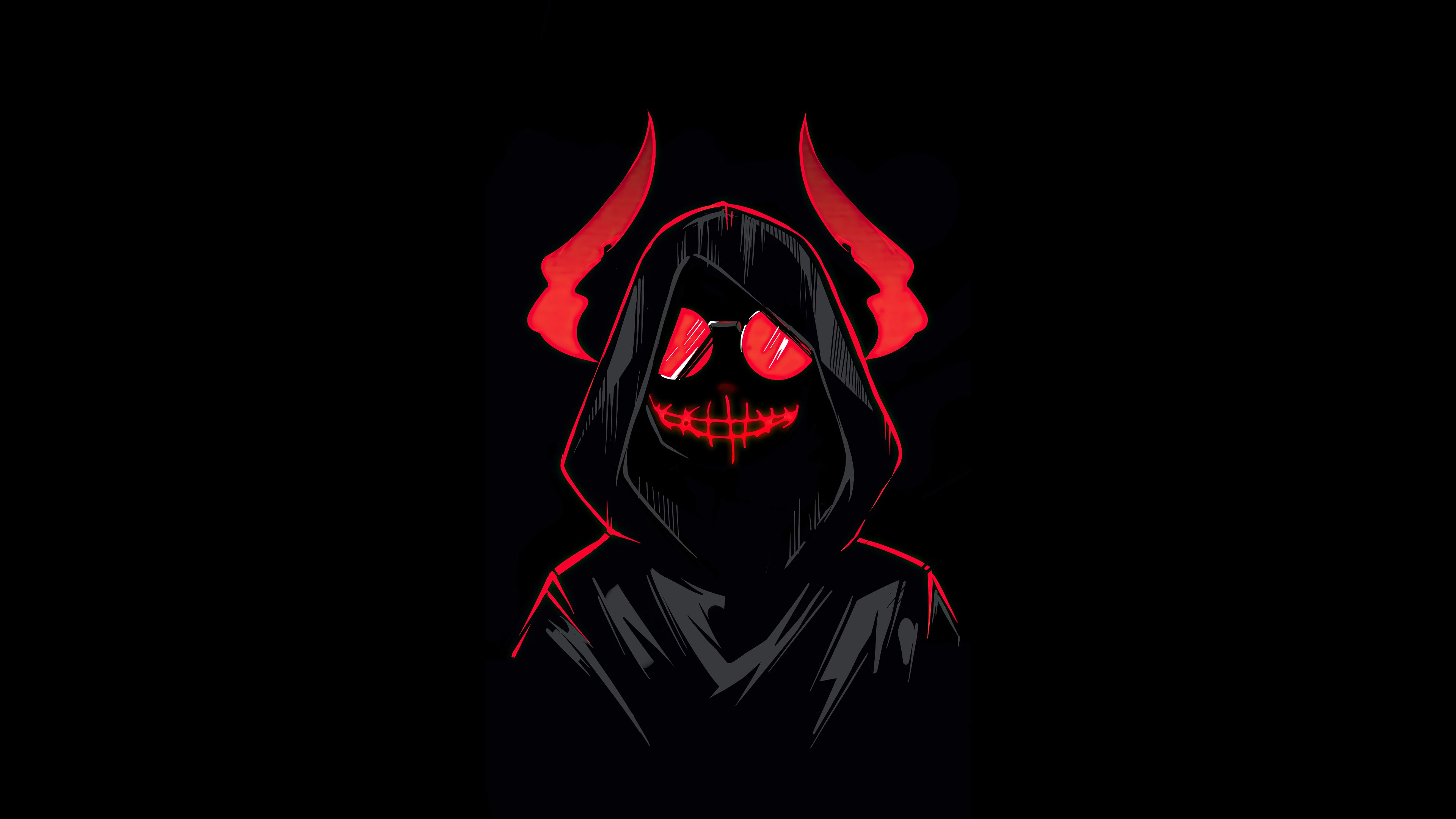 Widescreen image red, horns, demon, dark