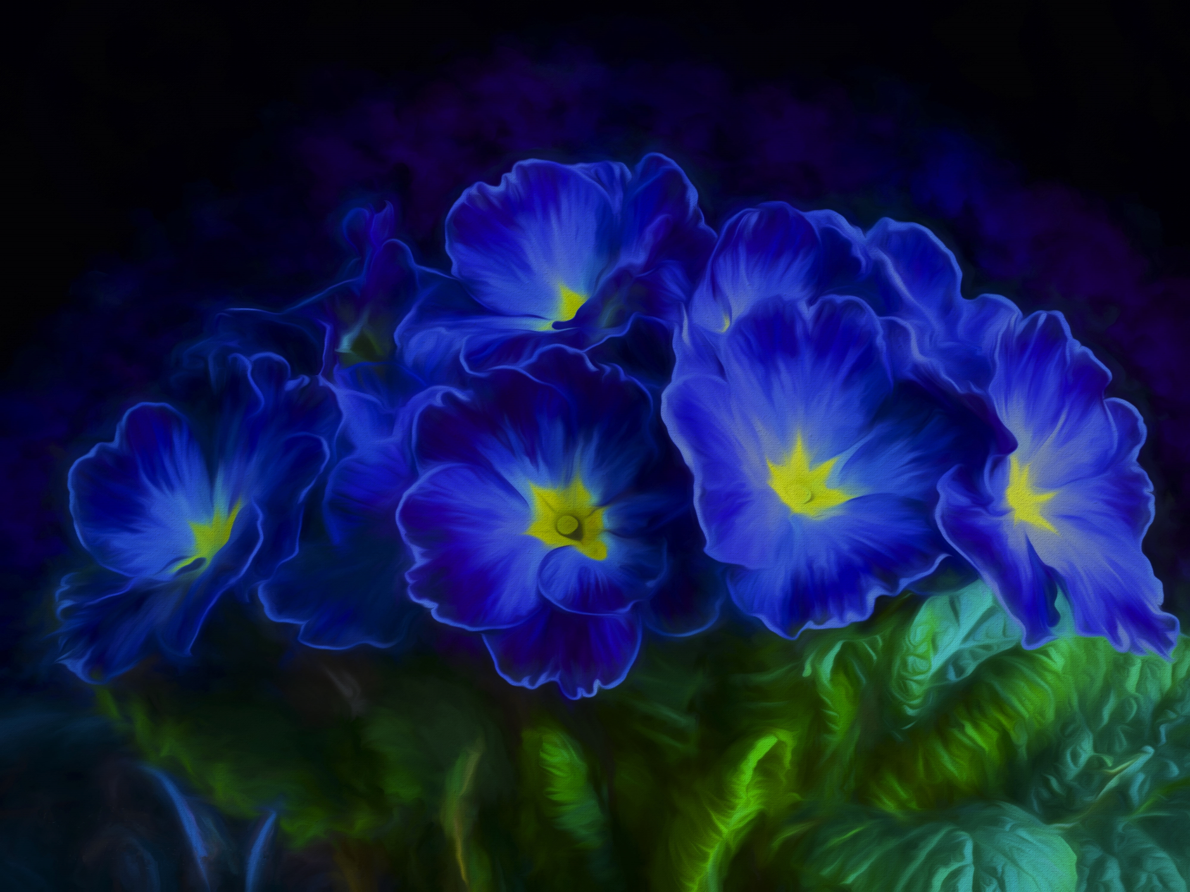 blue flower, earth, primrose, flower, oil painting wallpaper for mobile