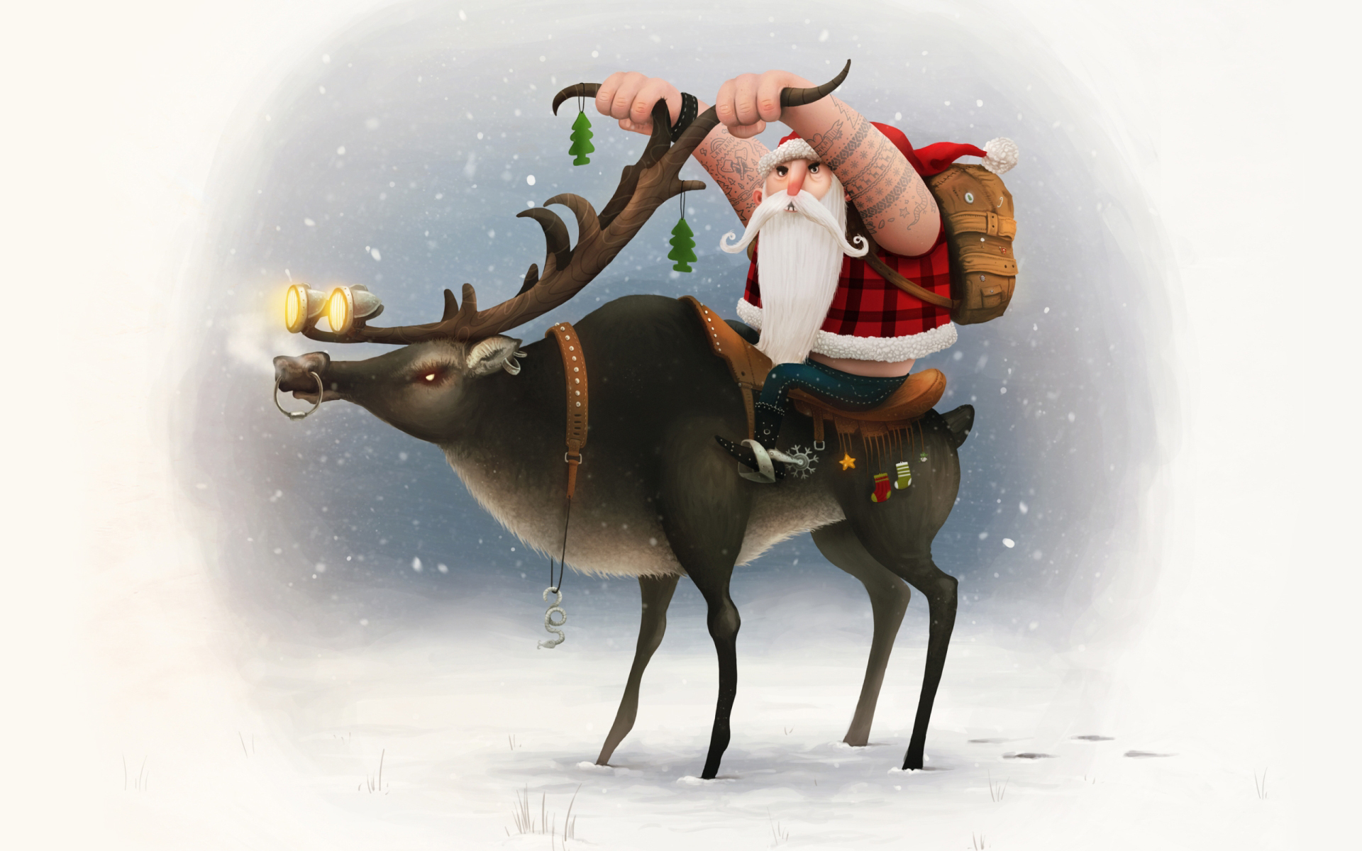 christmas, reindeer, santa, holiday phone background