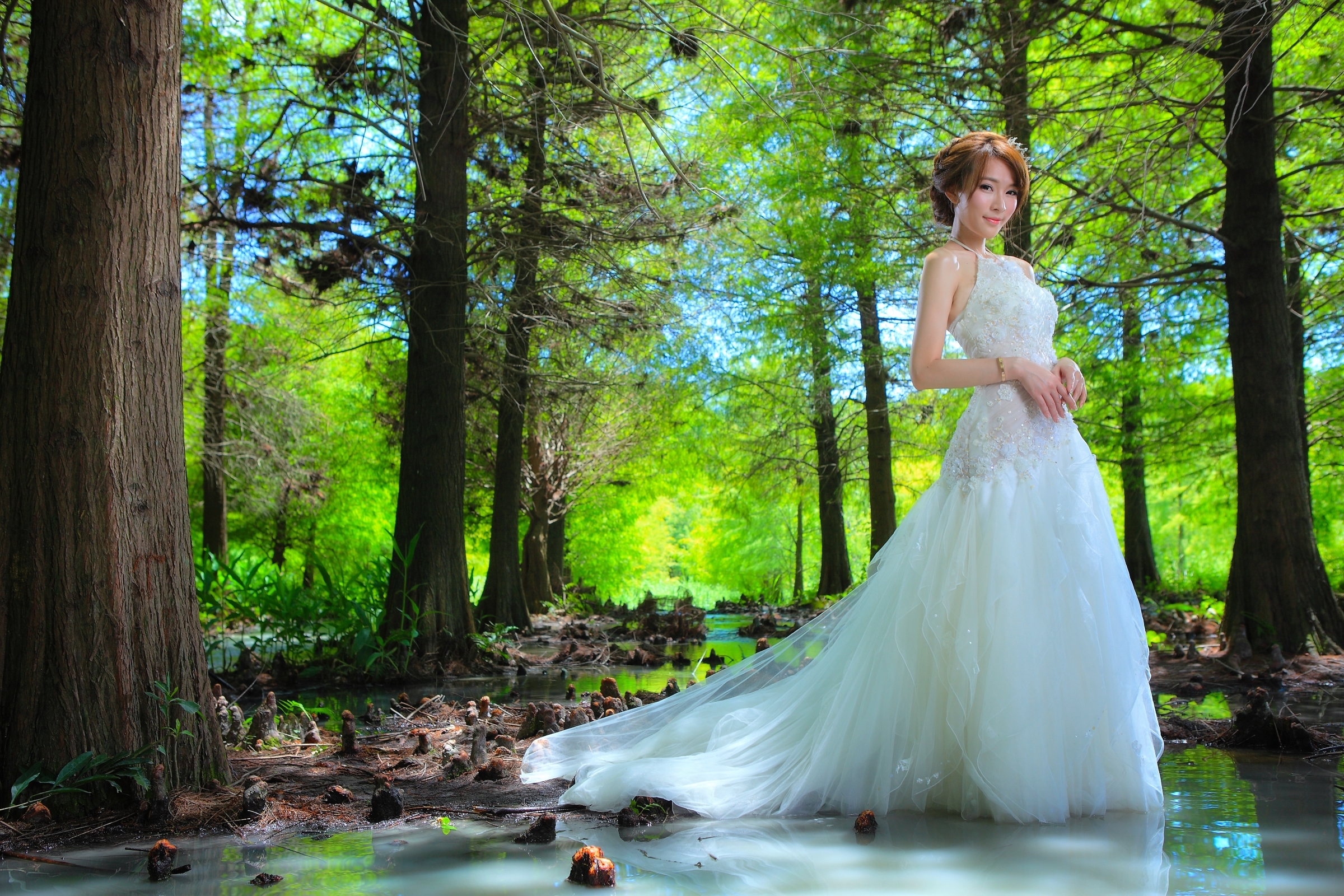 HD desktop wallpaper: Bride, Model, Women, Asian, Wedding Dress, White  Dress download free picture #834296