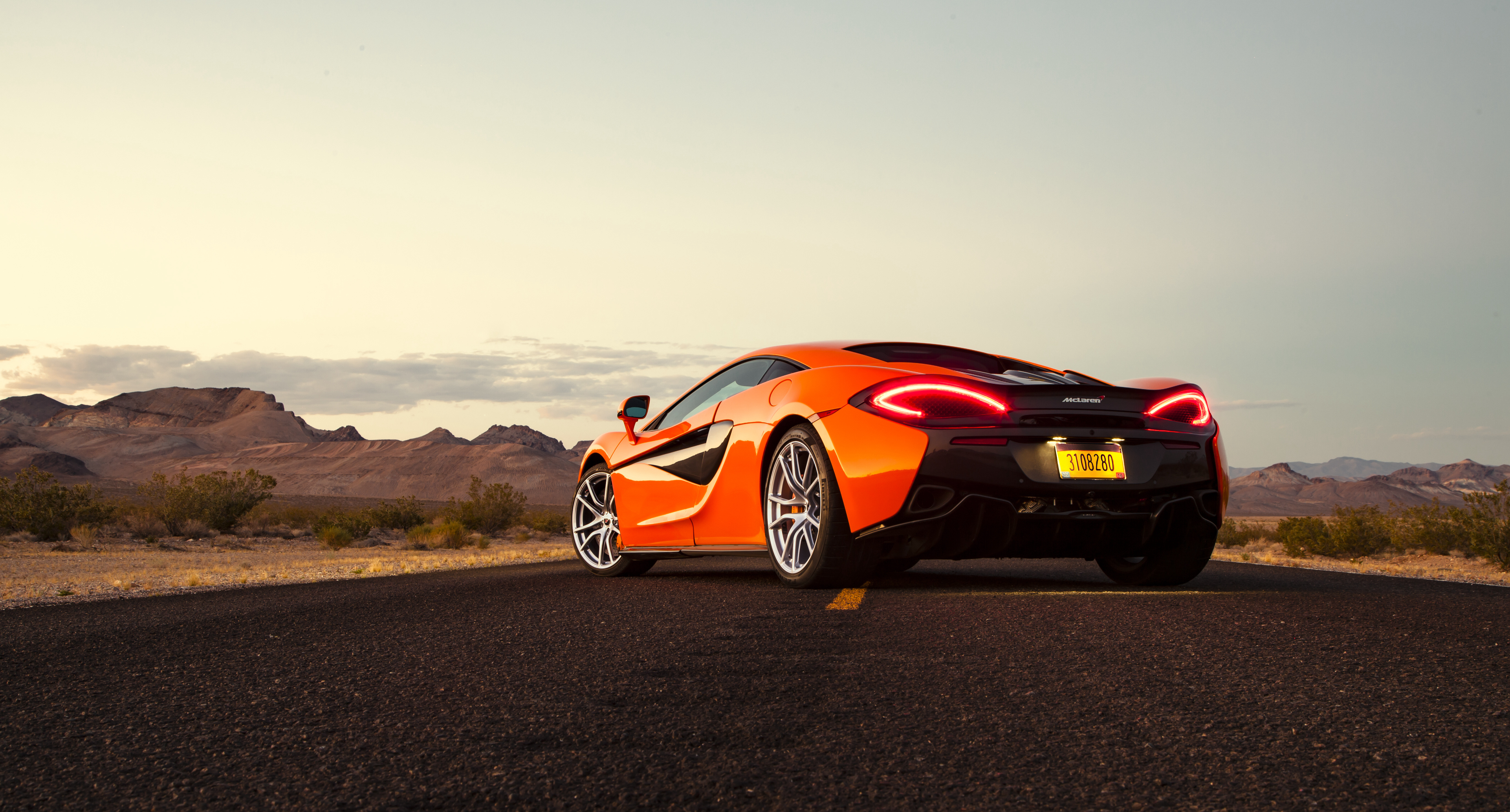 android mclaren, orange, back view, rear view, 570s, cars
