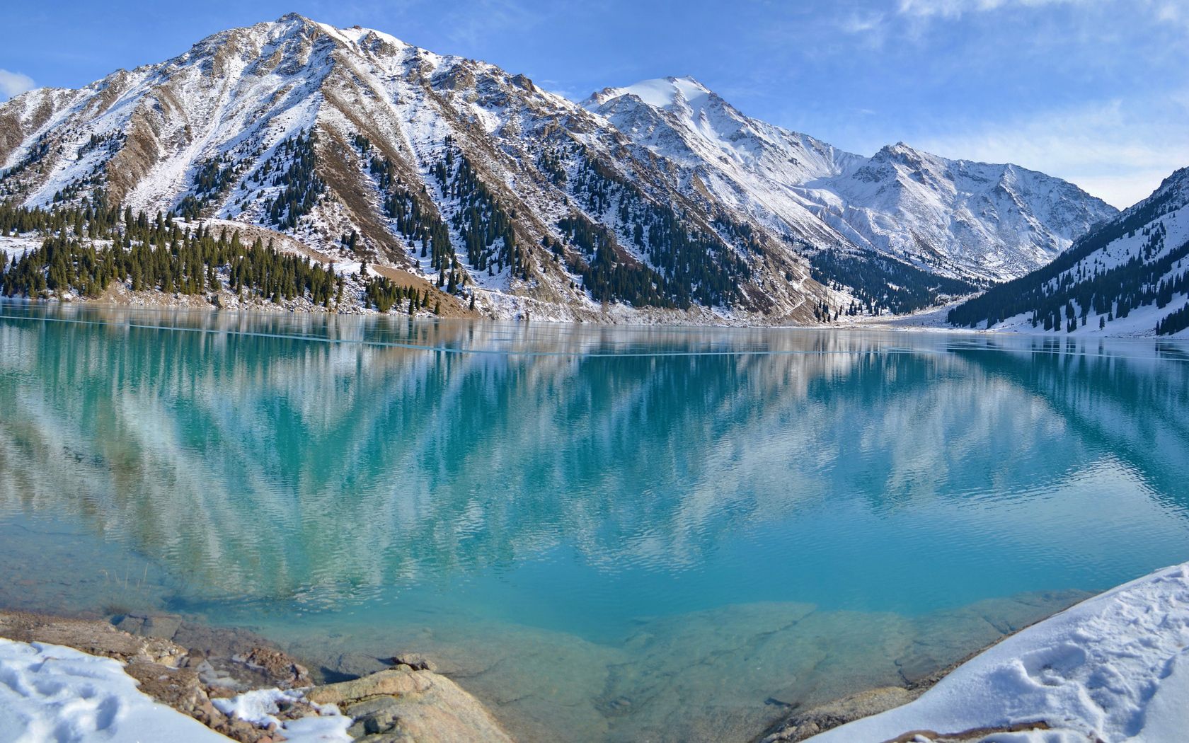 Laden Sie das Winter, Natur, Mountains, Schnee, See, Frische, Blaues Wasser-Bild kostenlos auf Ihren PC-Desktop herunter