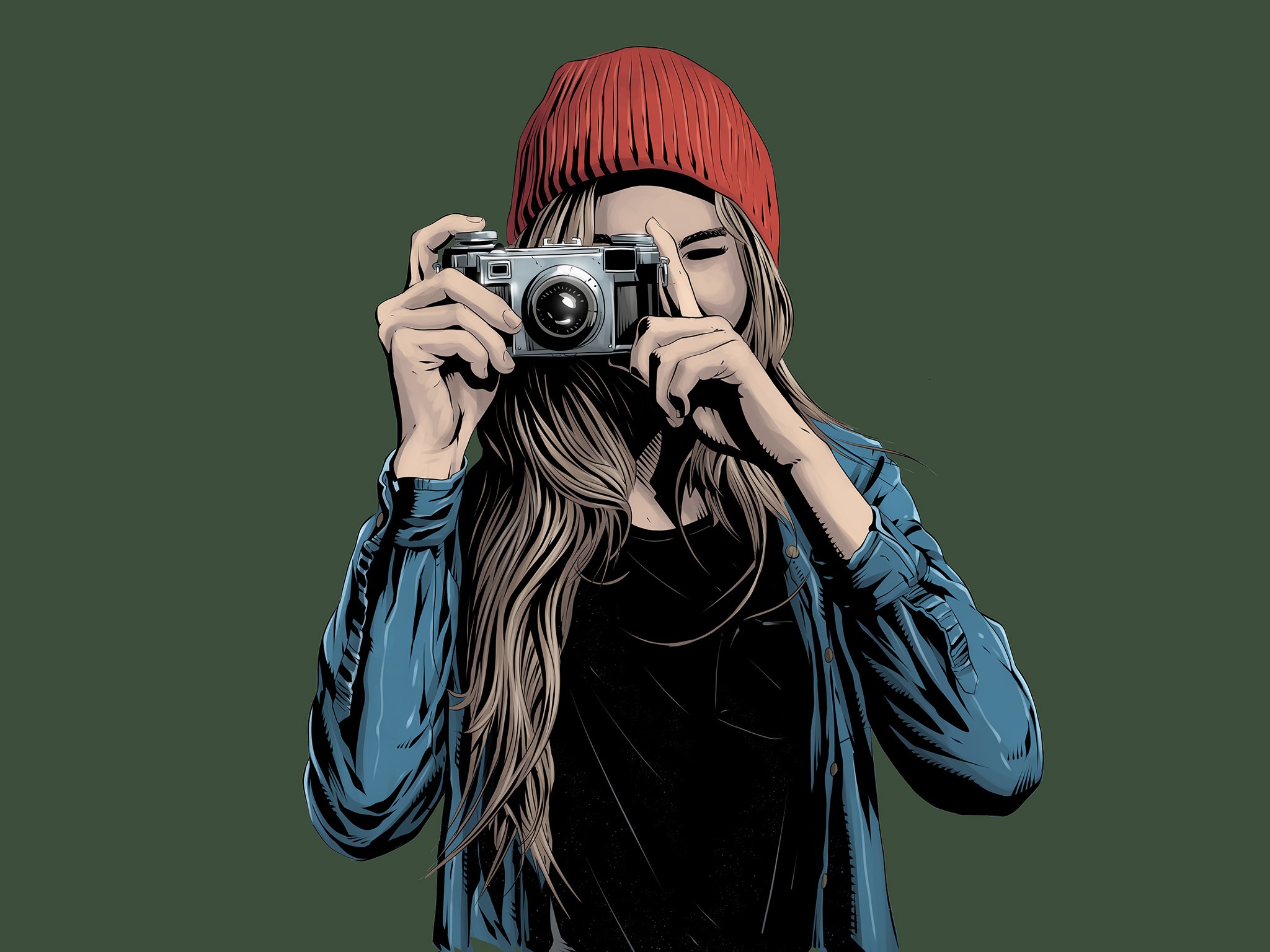 girl, vector, art, photographer cell phone wallpapers