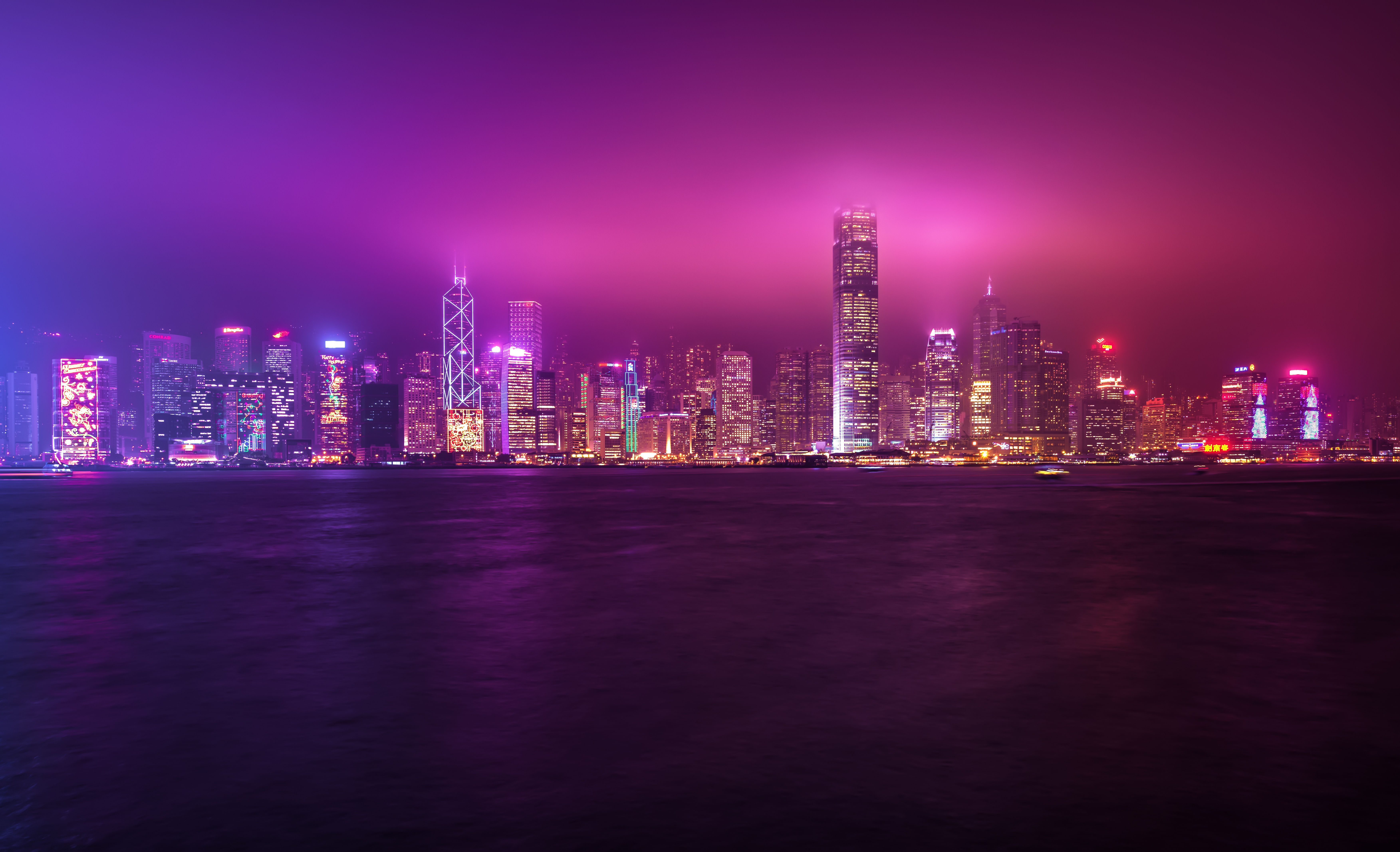 man made, hong kong, china, megapolis, night, skyline, cities HD wallpaper
