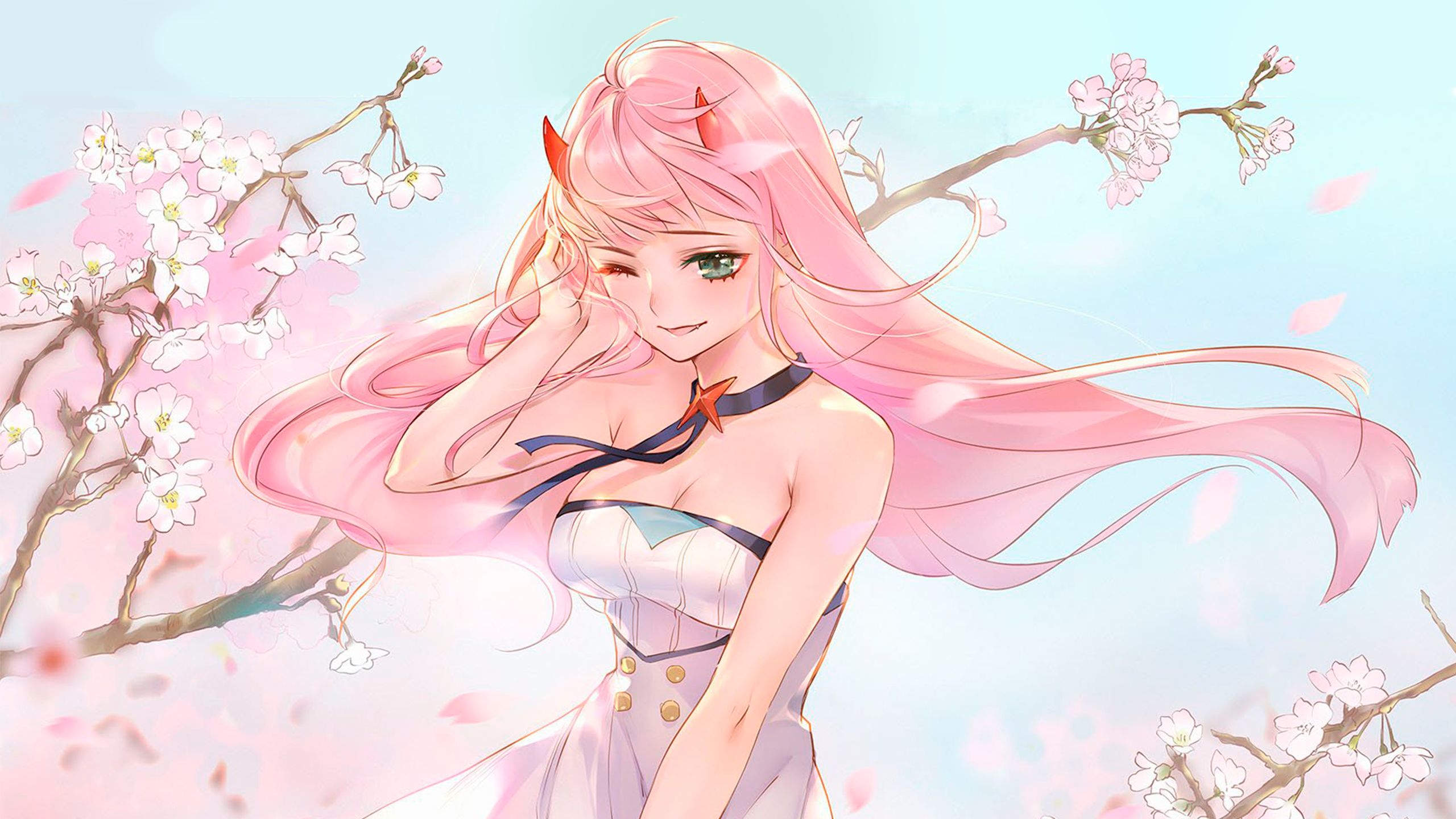 HD desktop wallpaper: Anime, Cherry Blossom, Darling In The Franxx, Zero  Two (Darling In The Franxx) download free picture #901775