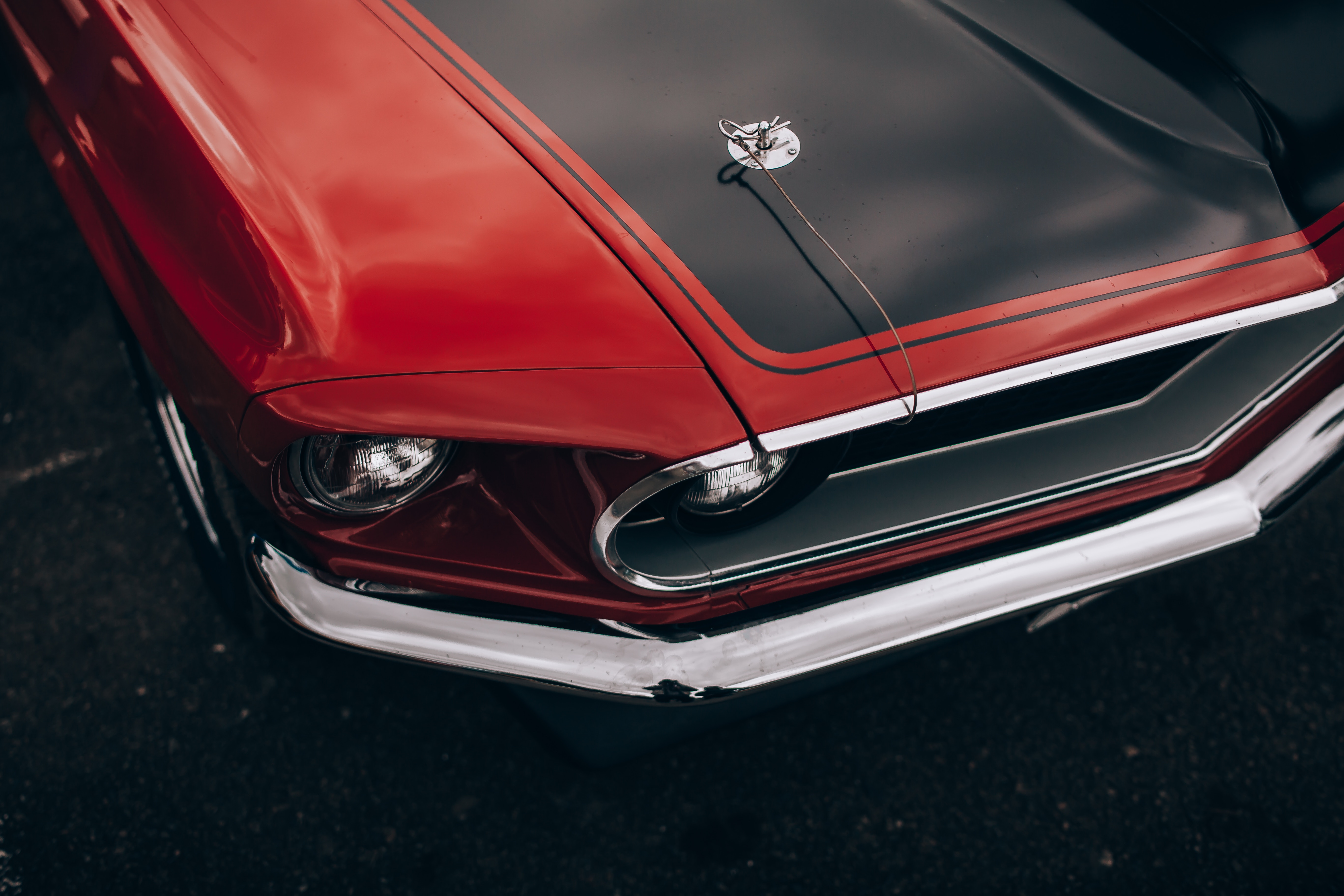 cars, red, car, close-up, old, wing, headlight