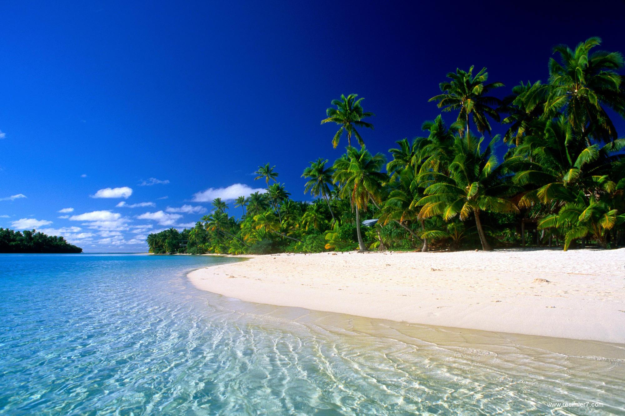 1075781 скачать обои земля/природа, пляж, небо, пальмы, тропики, песок - заставки и картинки бесплатно
