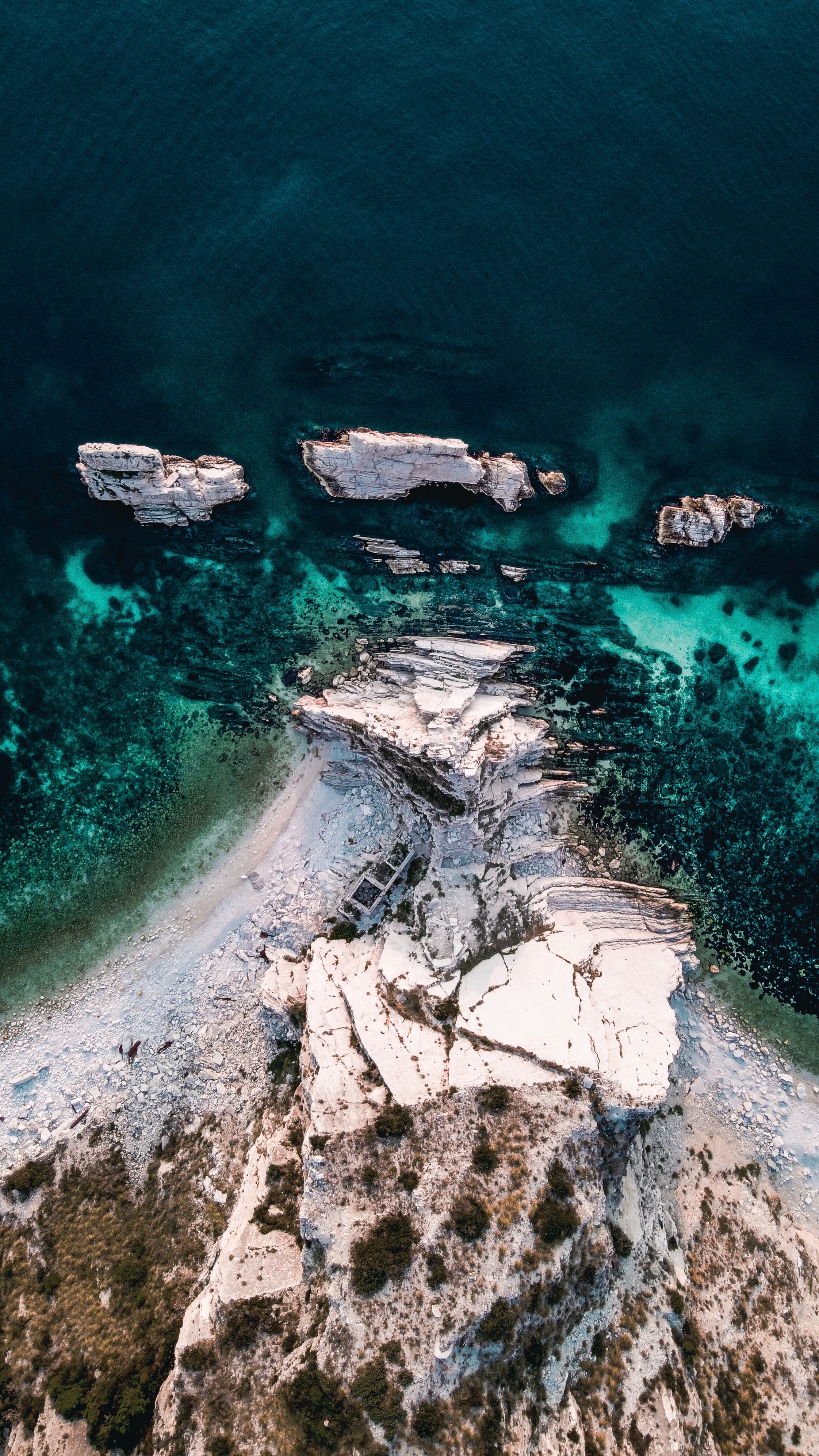 rocks, stones, view from above, sea Vertical Wallpapers