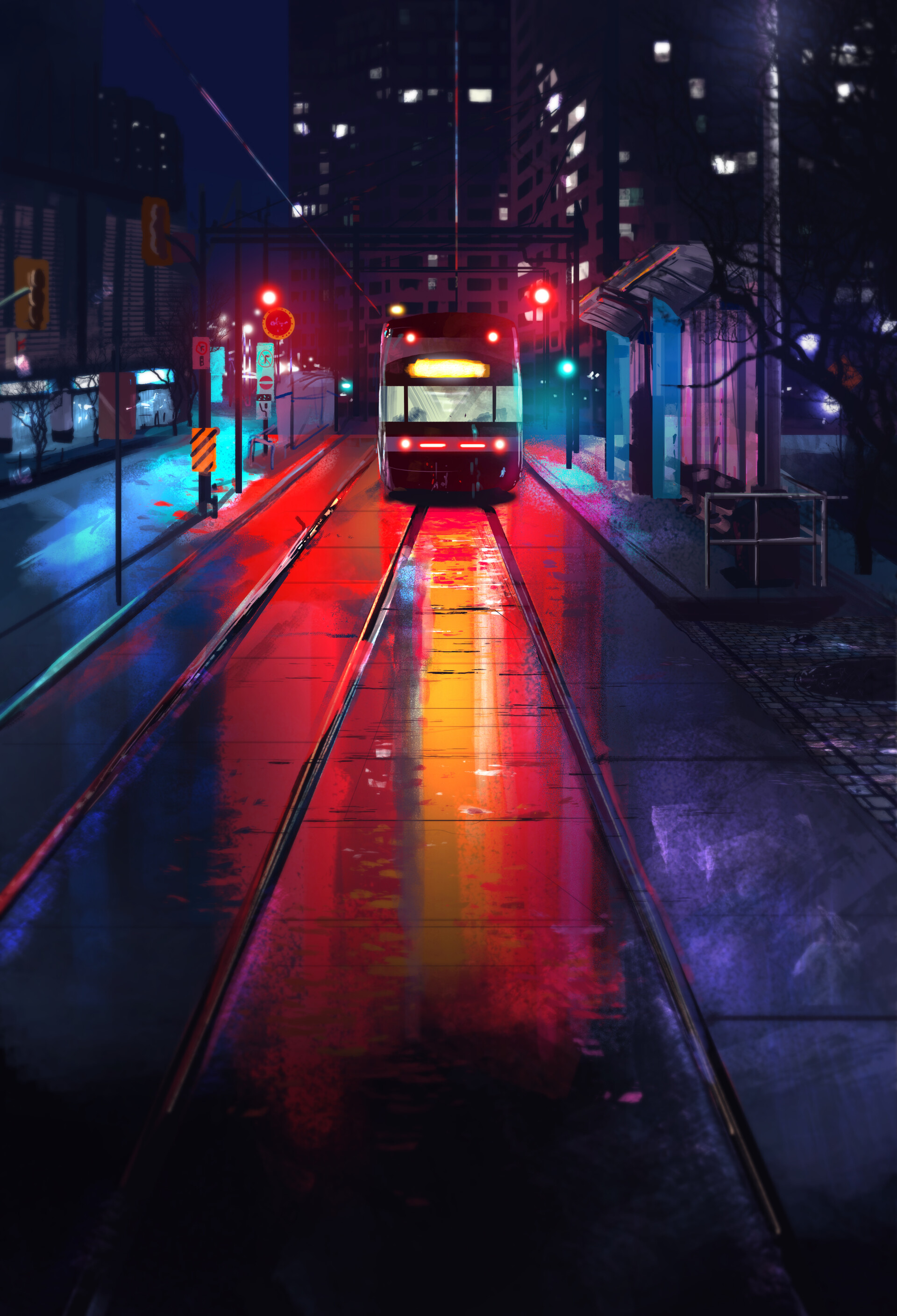 android art, railway, rails, train