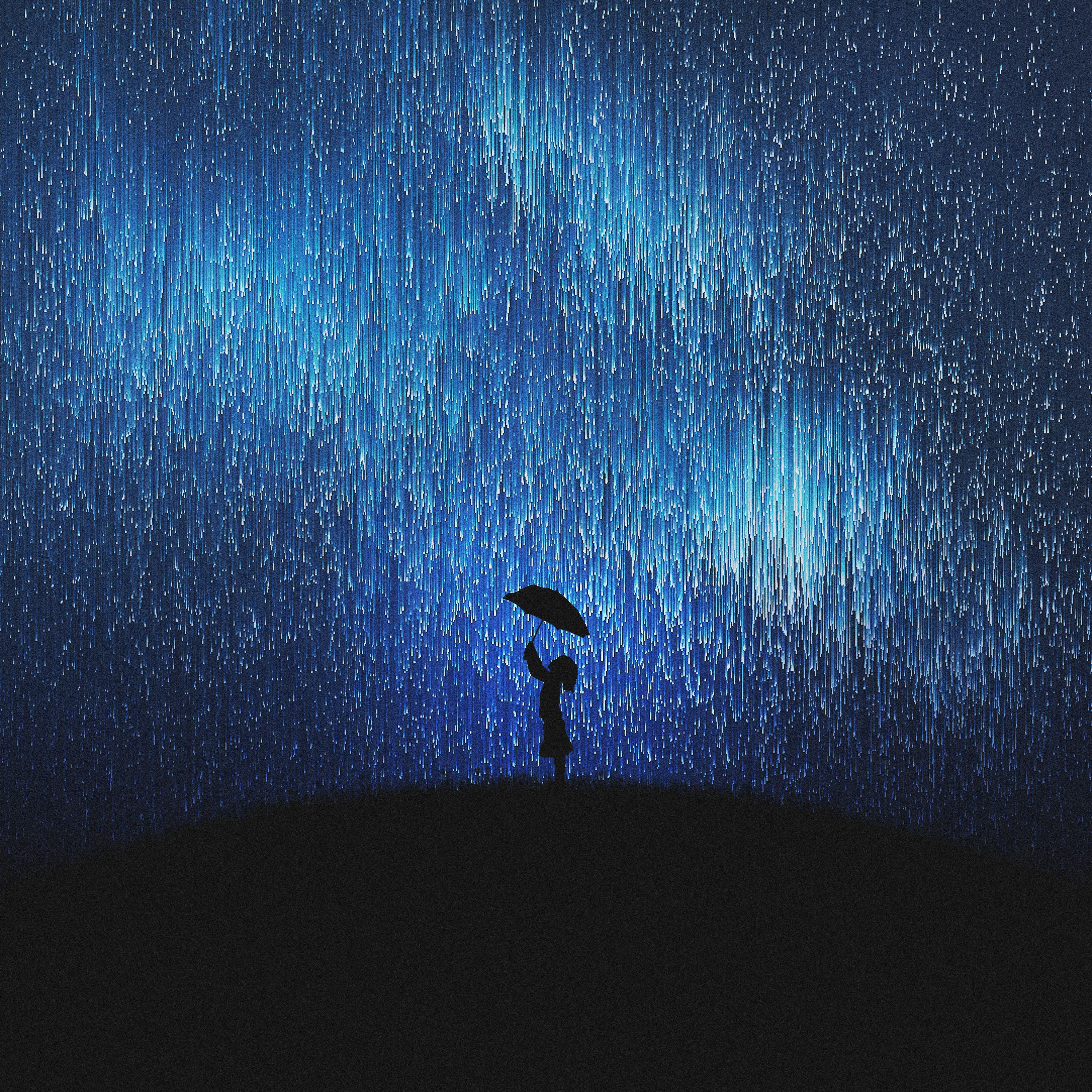 art, vector, rain, silhouette, umbrella High Definition image