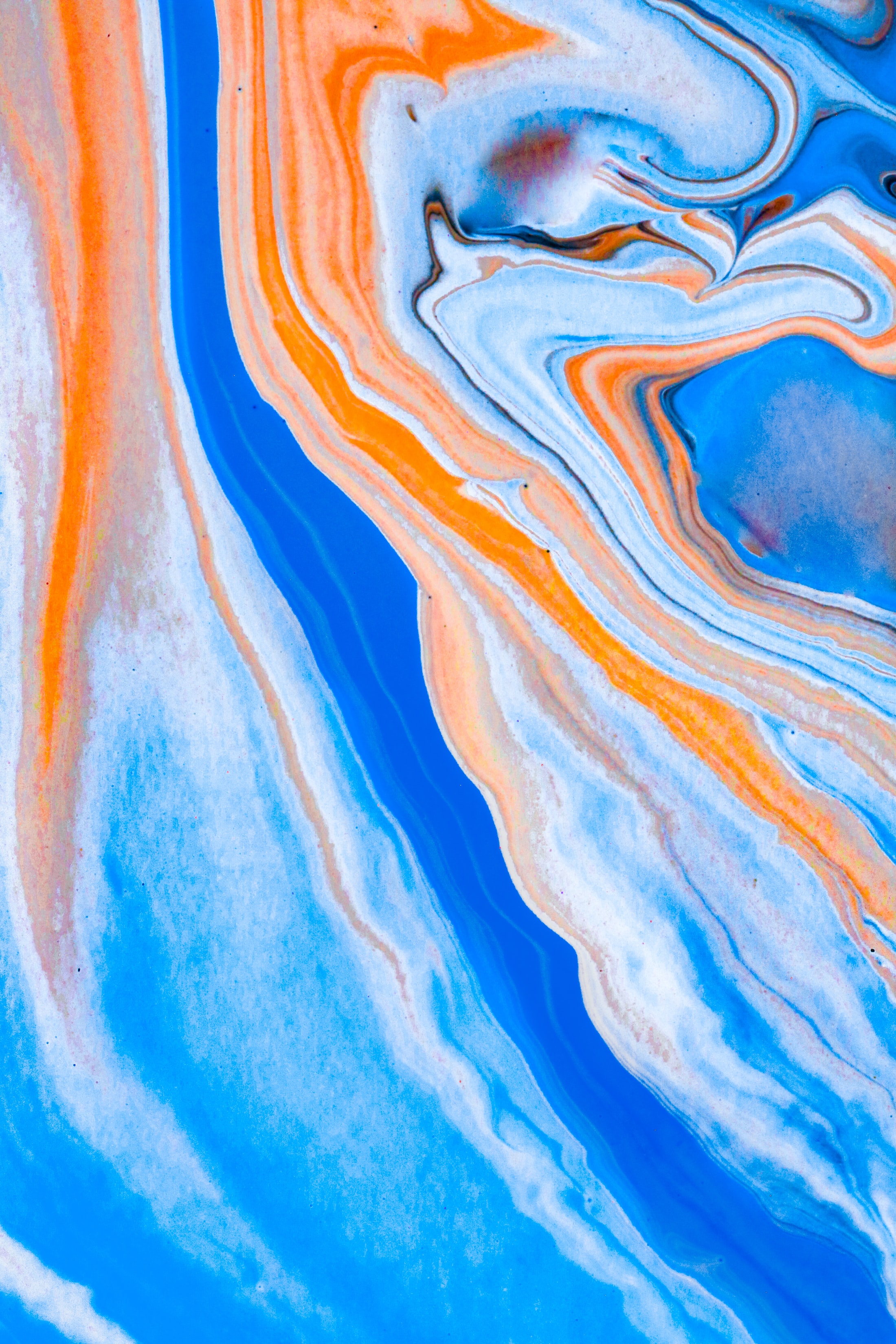 vertical wallpaper divorces, abstract, blue, orange, paint, liquid, layers