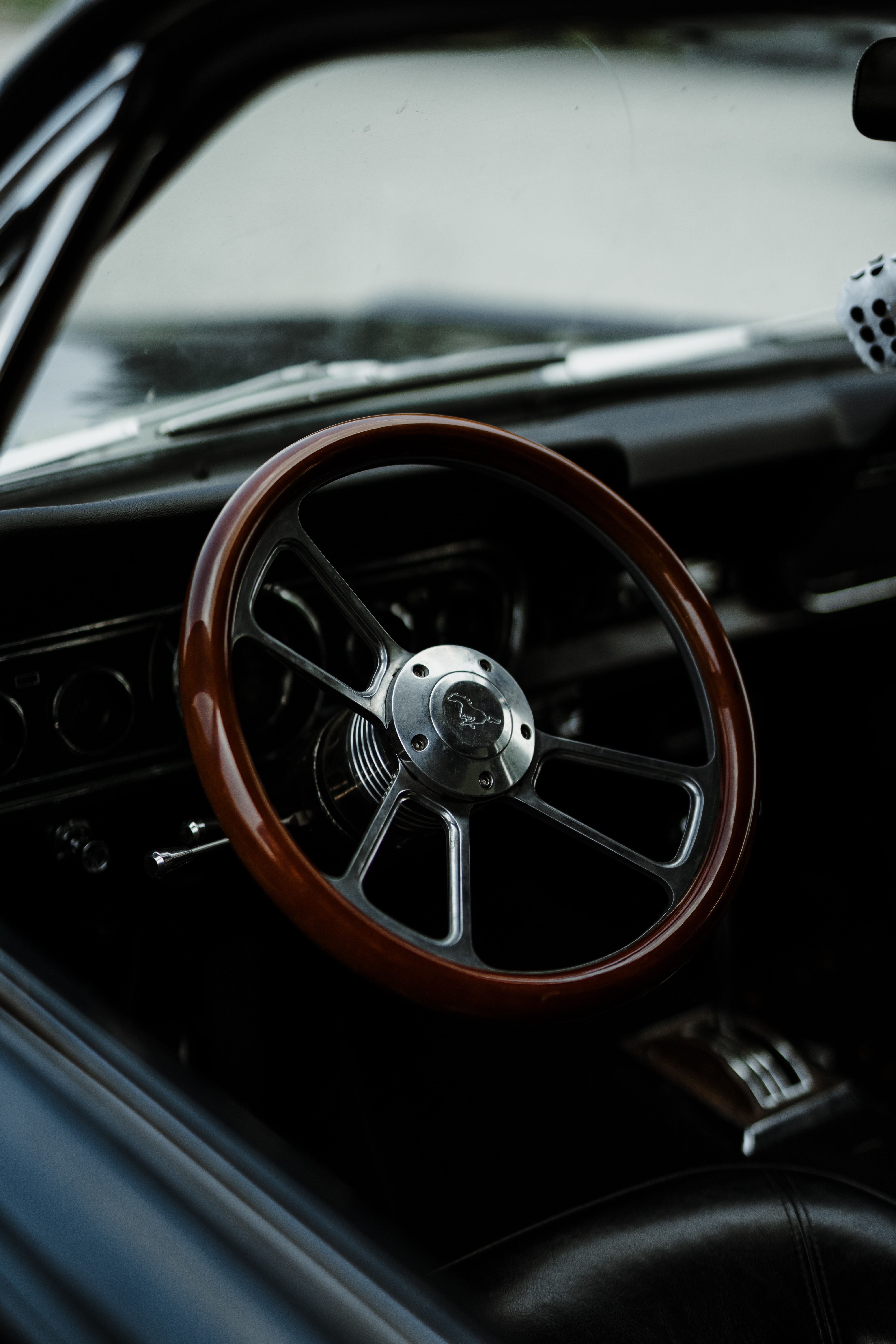 mustang, cars, car, vintage, retro, steering wheel, rudder Free Stock Photo