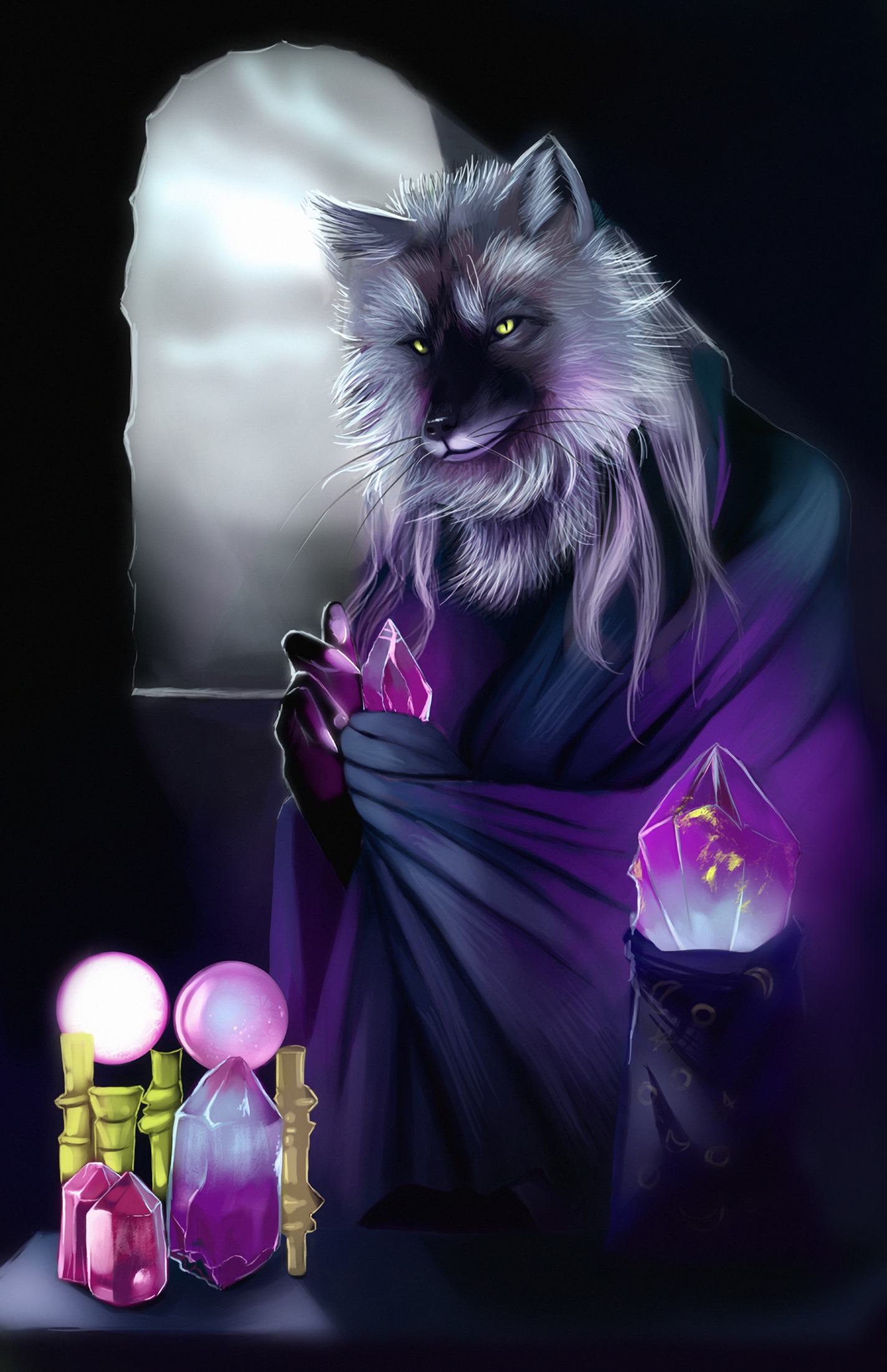 65695 download wallpaper magic, art, wolf, crystals, alchemist screensavers and pictures for free
