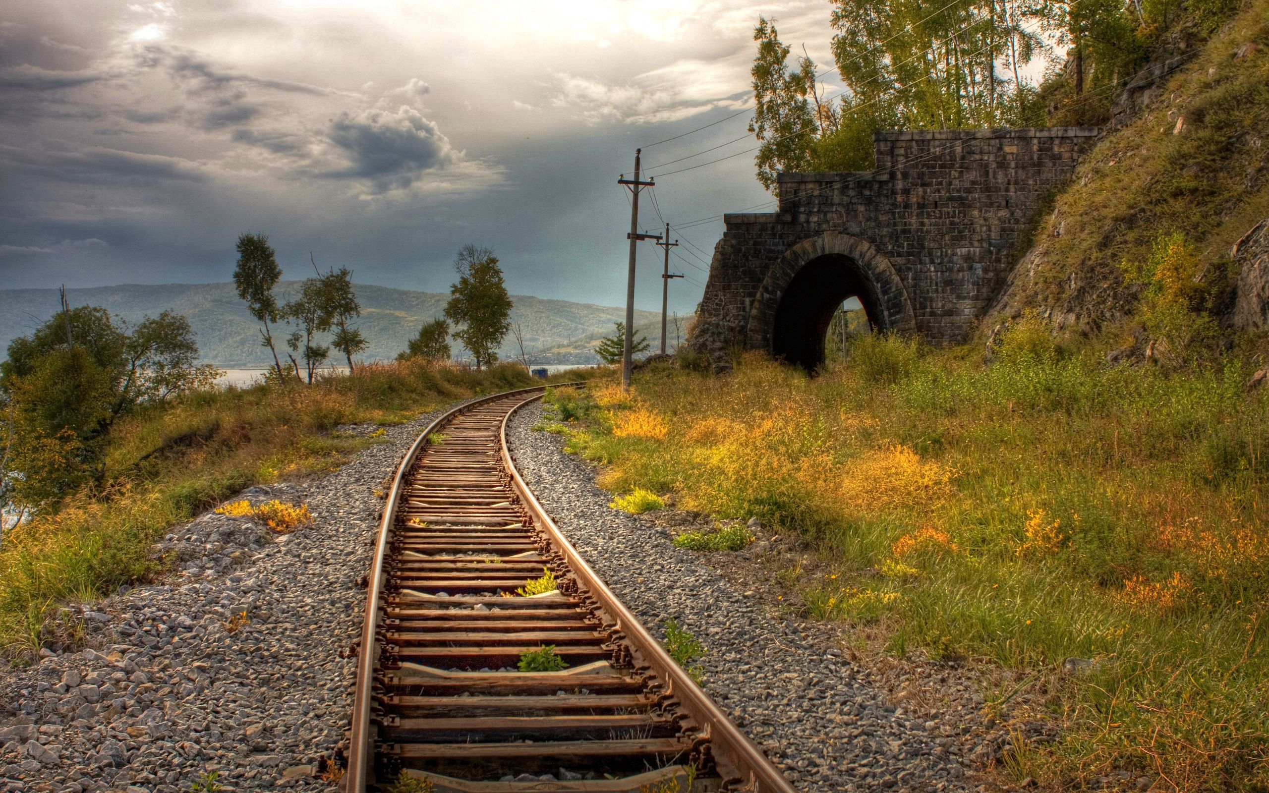 1080p pic nature, railway, rails, posts