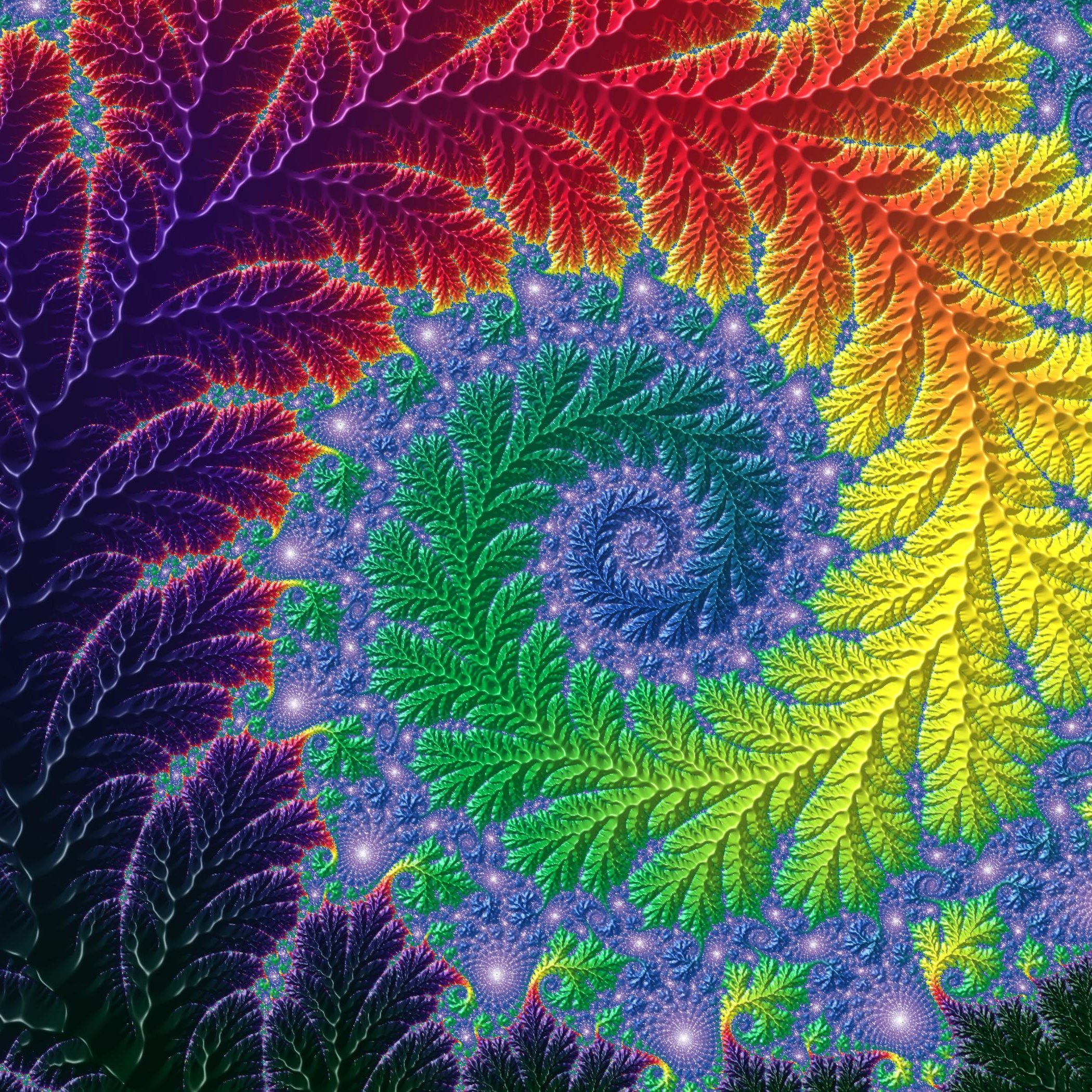 fractal, abstract, multicolored, patterns, motley, swirling, involute, spirial
