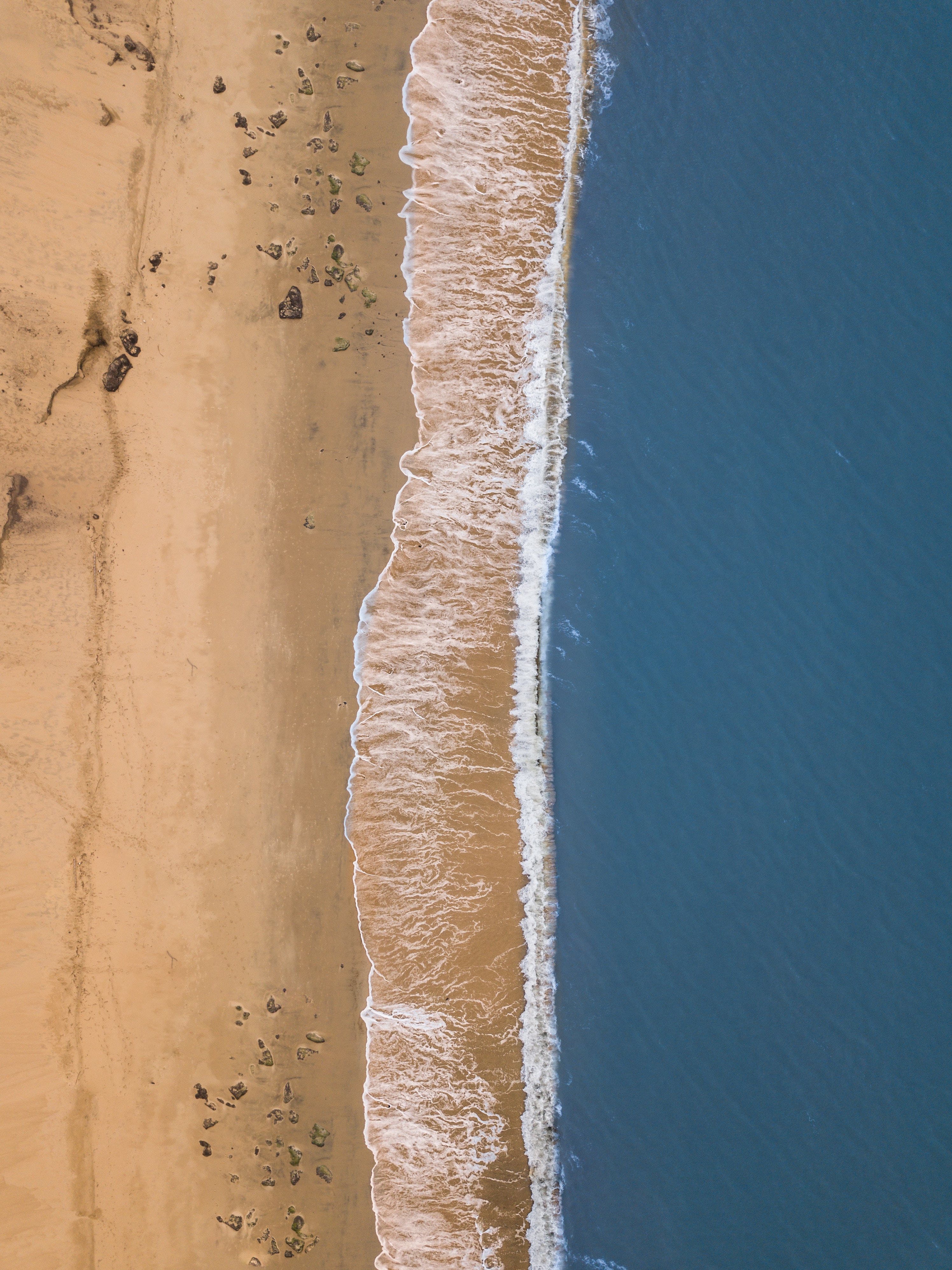 nature, sea, beach, sand, view from above, surf, wave phone wallpaper