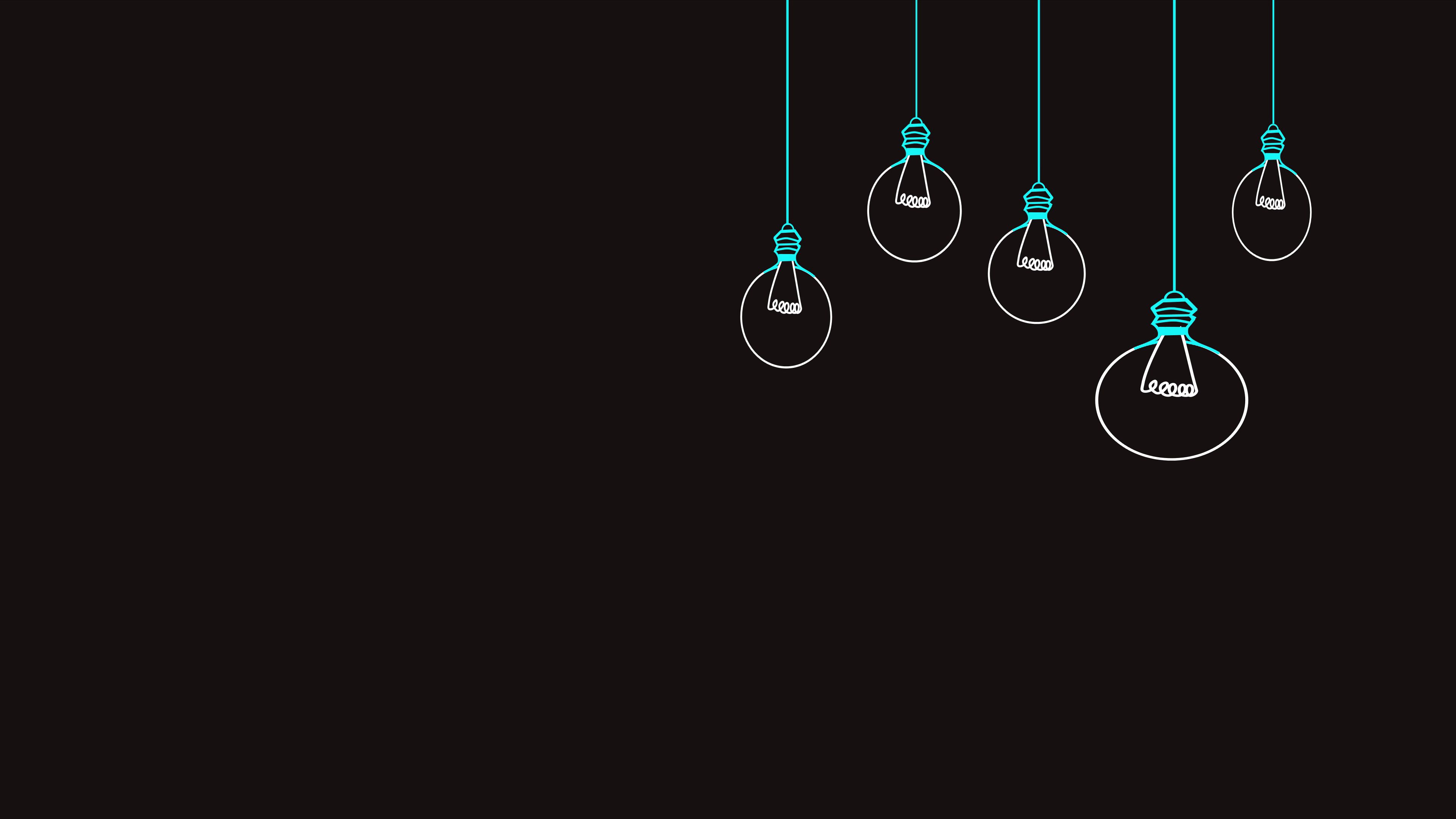 vector, black background, drawing, minimalism, picture, light bulbs HD wallpaper