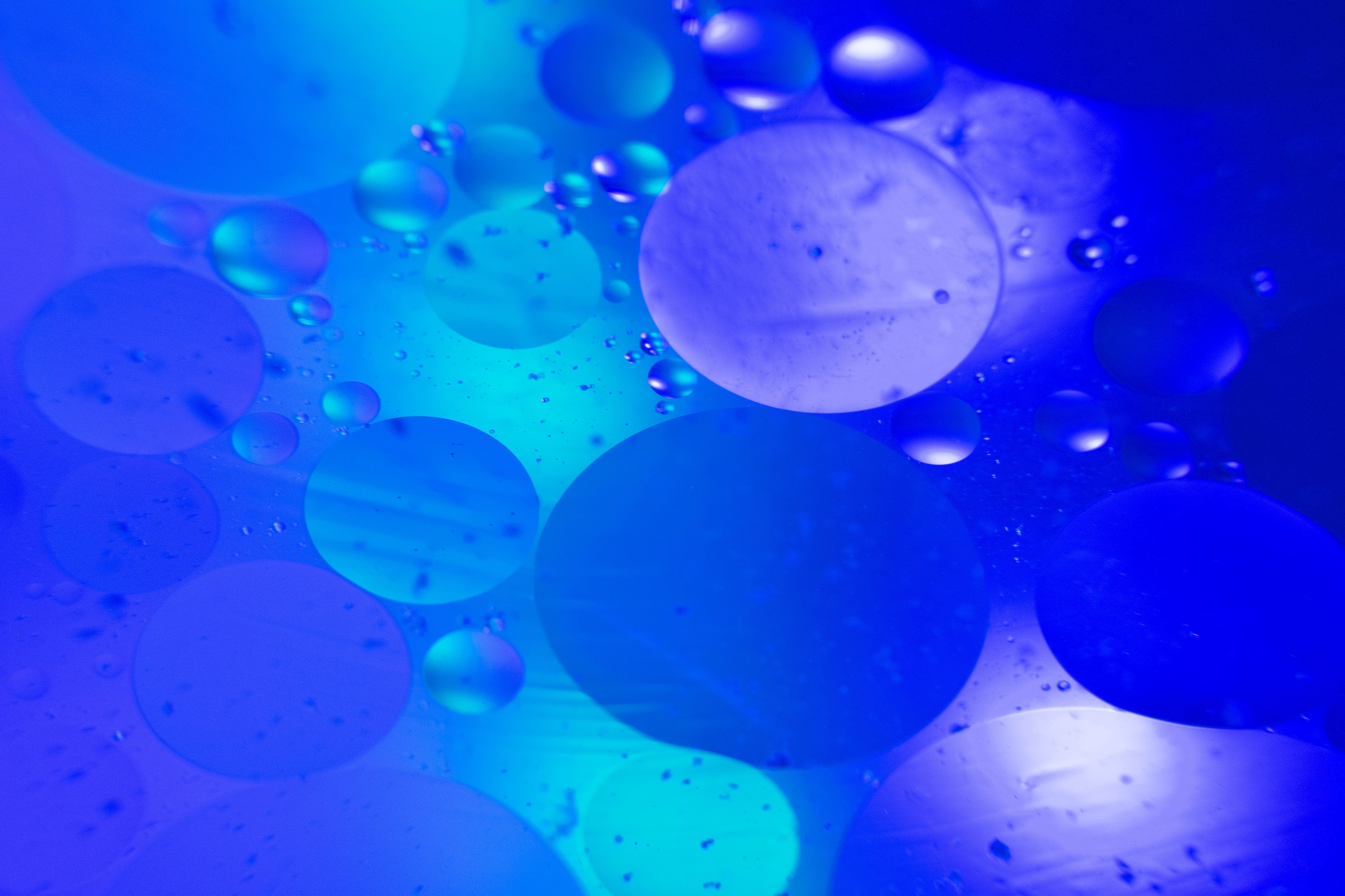 bubbles, abstract, water, blue 2160p