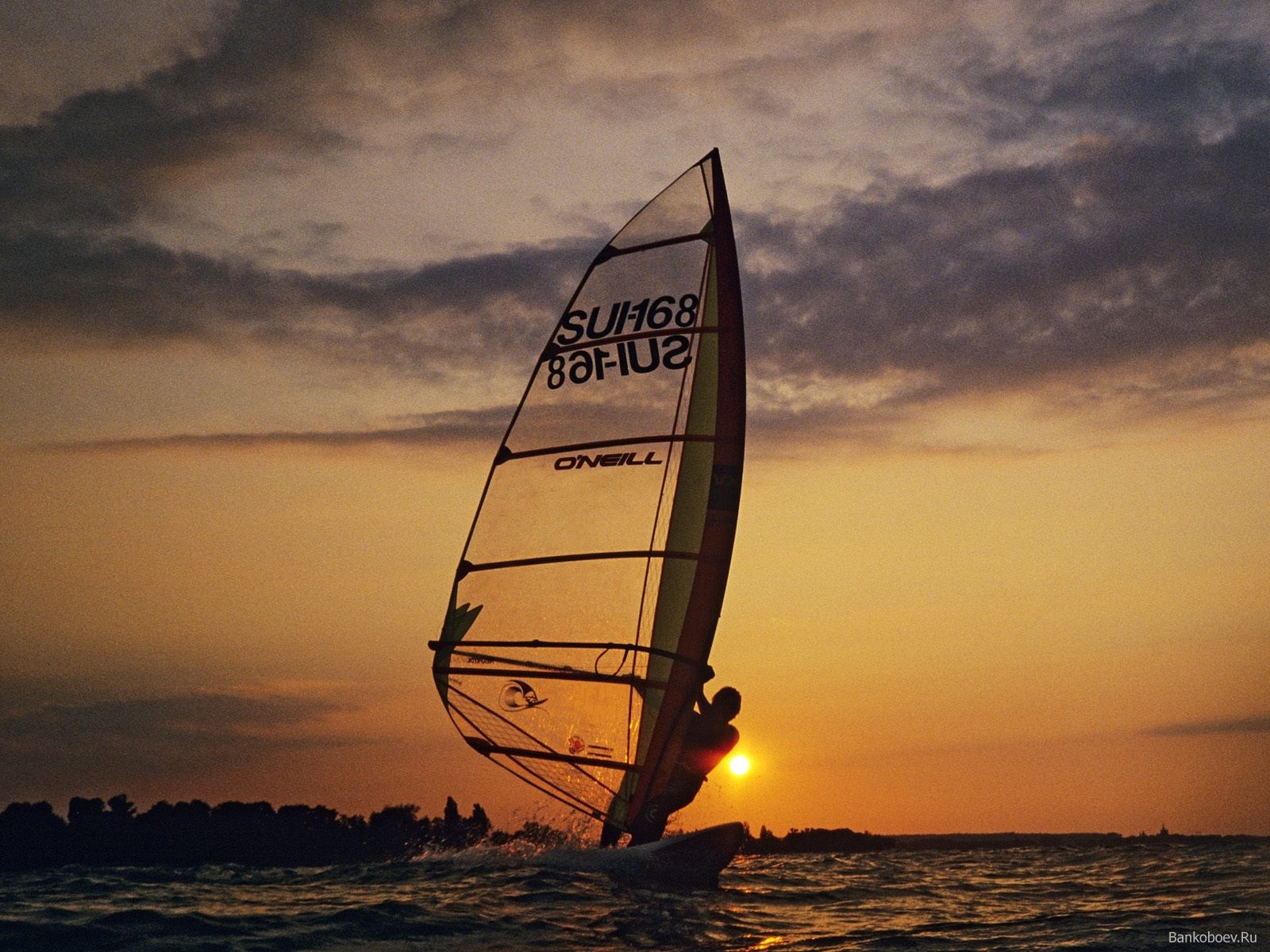 10217 Bild herunterladen sport, sunset, sea, windsurfen, orange - Hintergrundbilder und Bildschirmschoner kostenlos