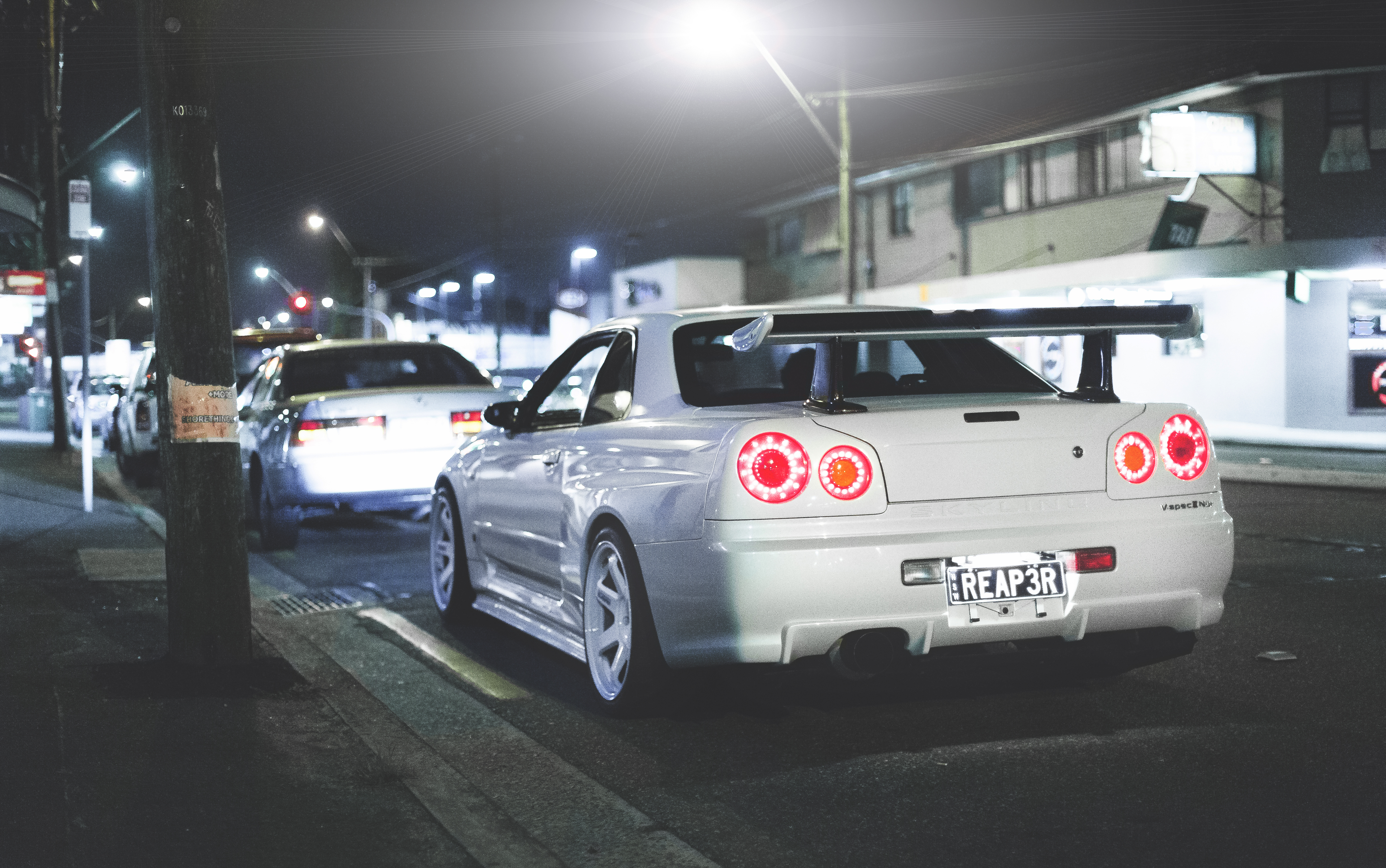 cars, skyline, nissan, back view, rear view, gt-r, r34 cellphone